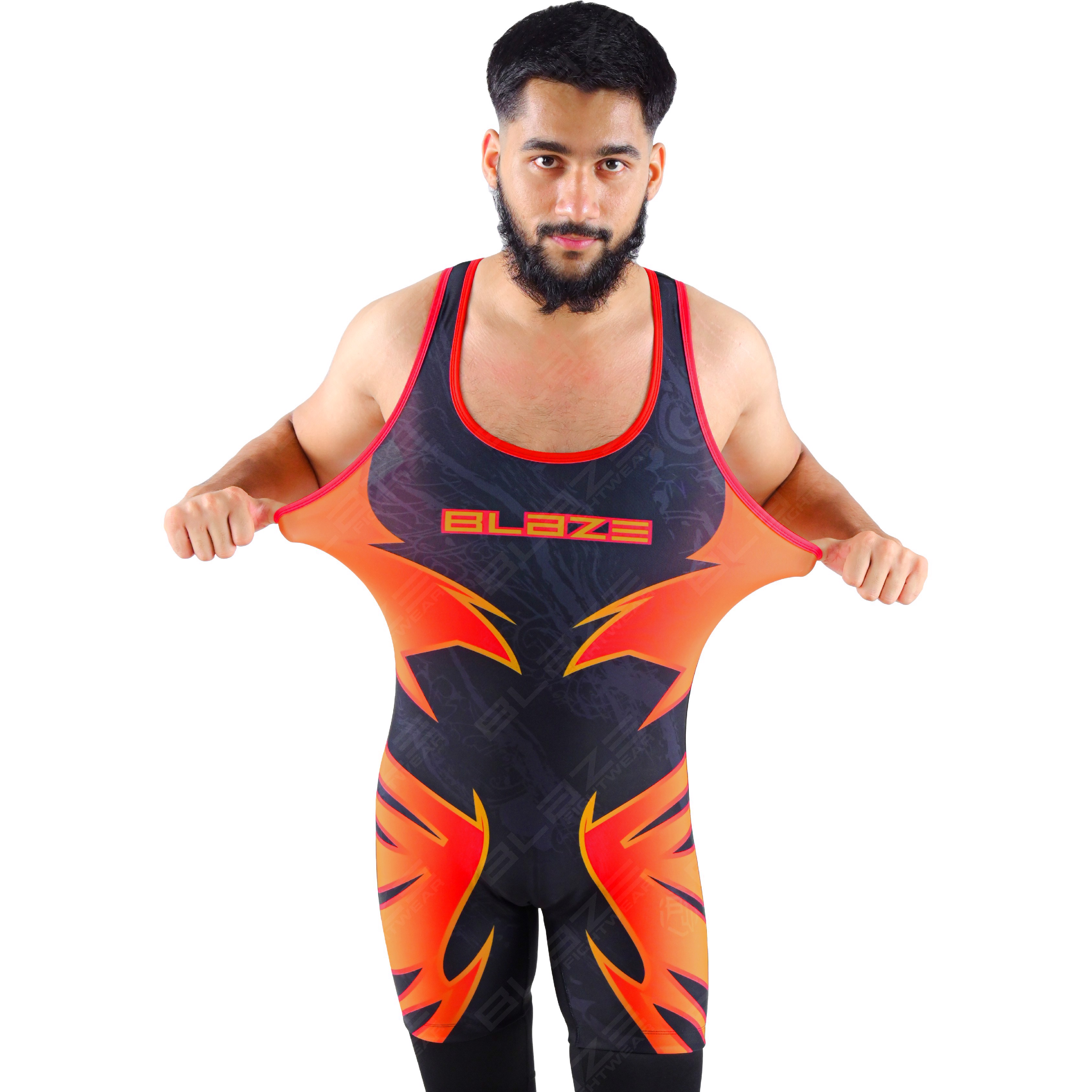 OEM men's high-stretch powerlifting singlet, one-piece workout wear with a knitted fabric design. - view 17