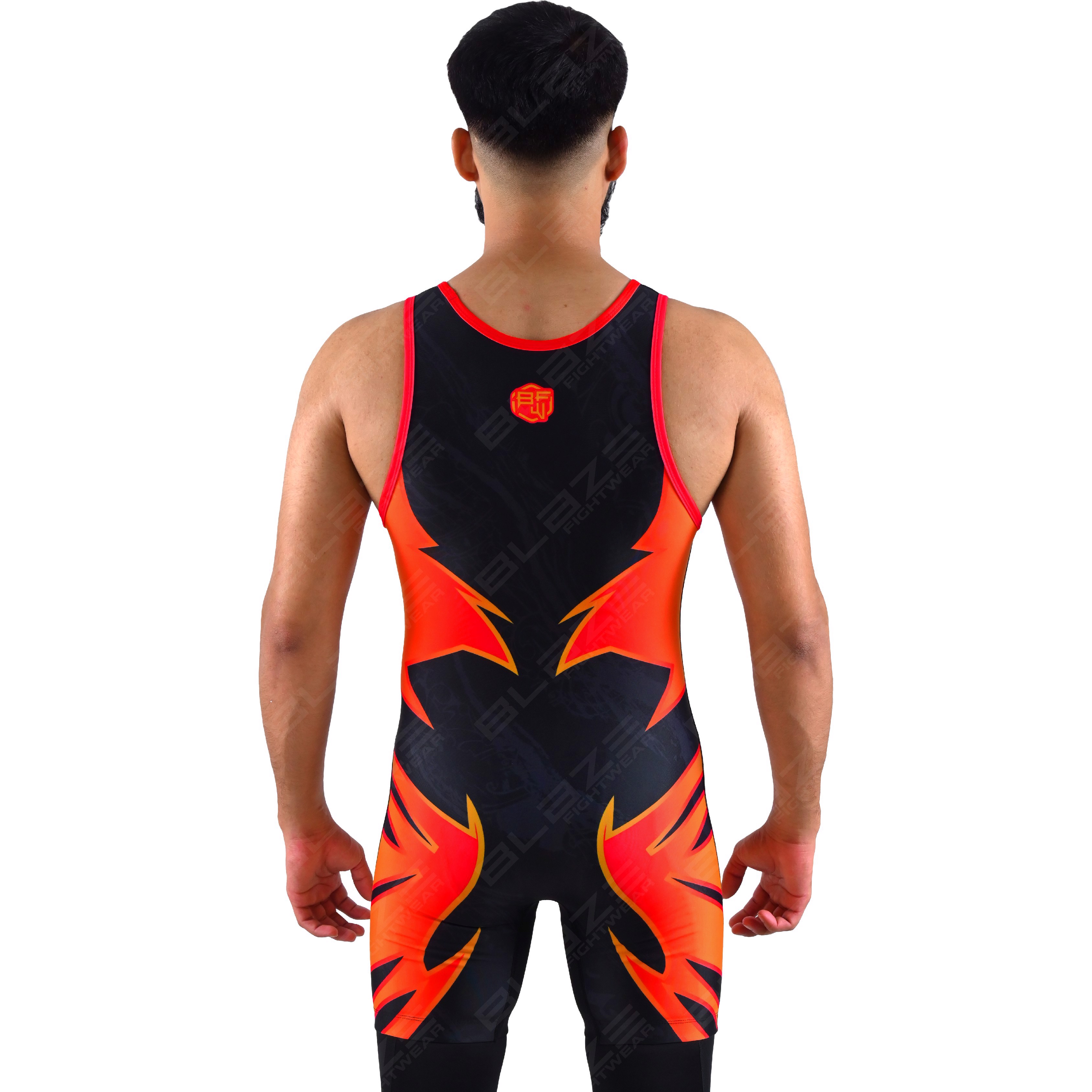  OEM men's high-flex powerlifting singlet, one-piece athletic wear with a knitted fabric design. - view 2