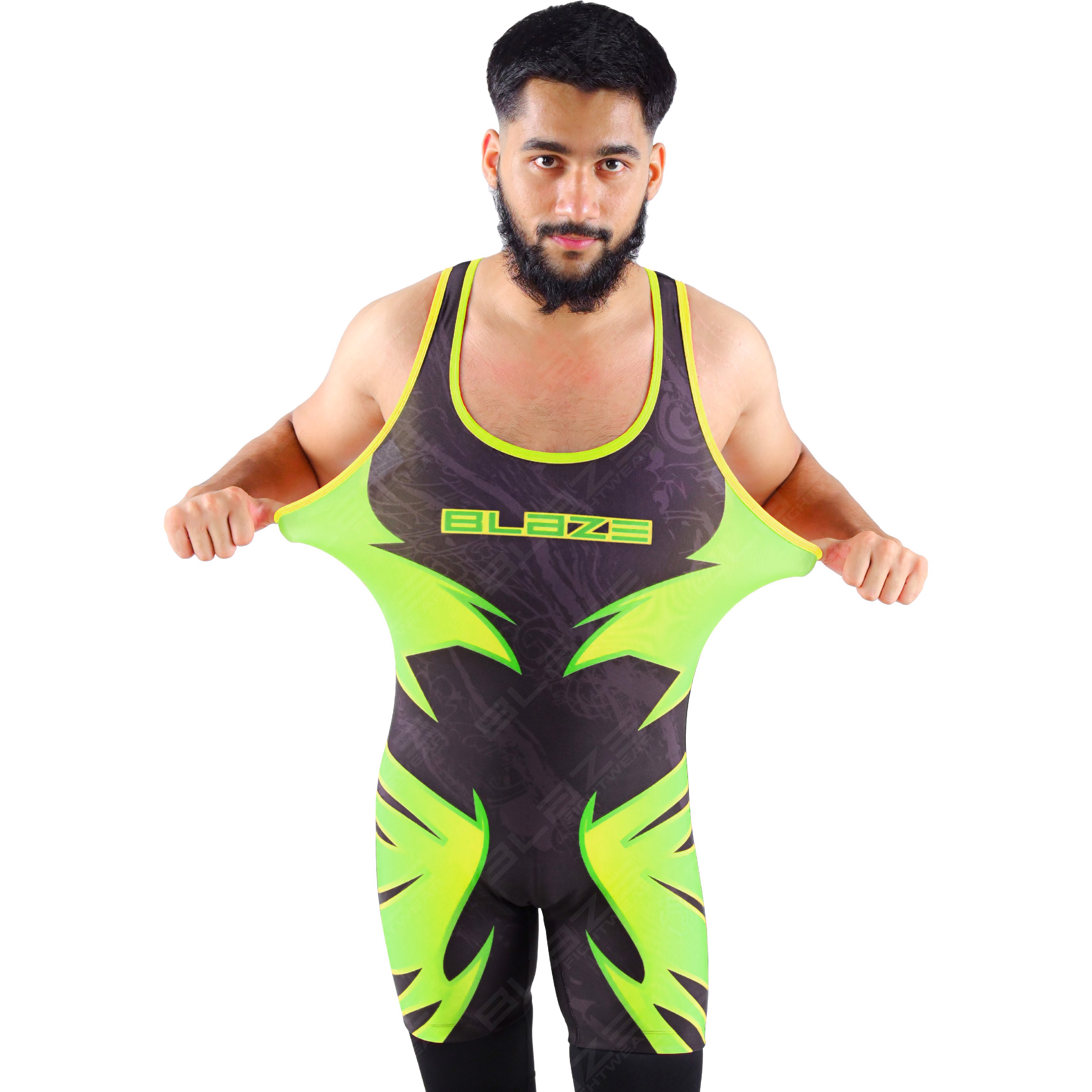  OEM men's high-flex powerlifting singlet, one-piece athletic wear with a knitted fabric design. - view 11