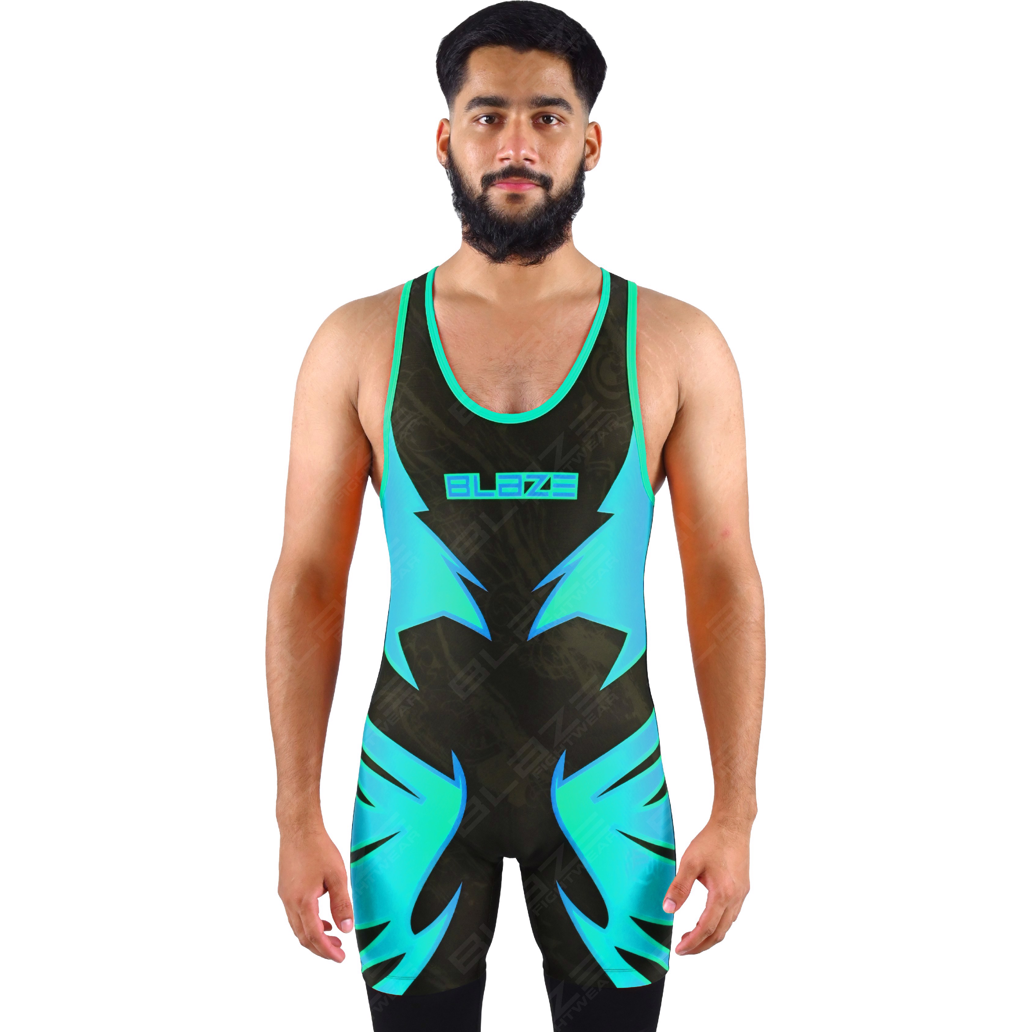 OEM men's high-elastic powerlifting singlet, one-piece sportswear with a knitted fabric design.