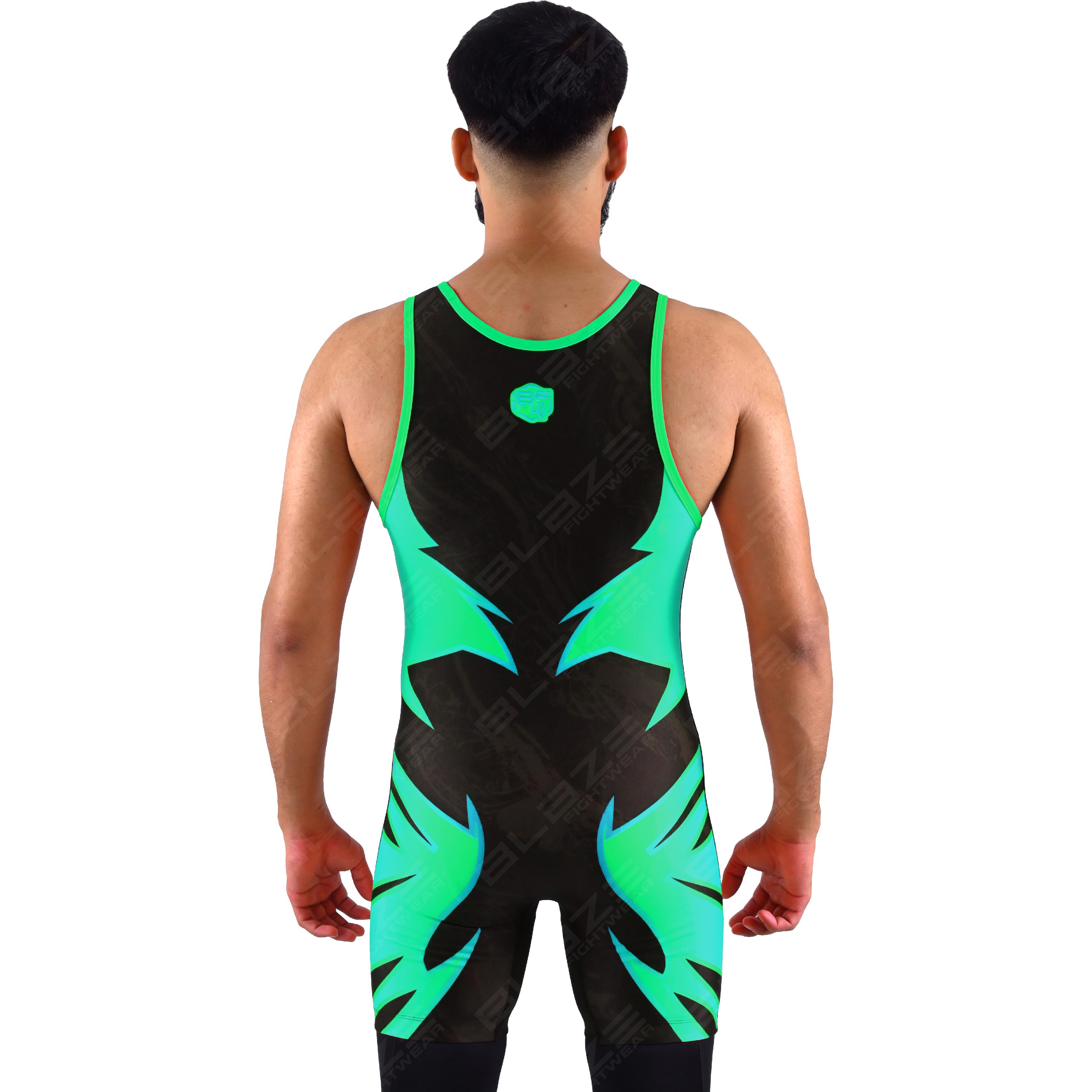 OEM men's high-elastic powerlifting singlet, one-piece sportswear with a knitted fabric design. - view 2