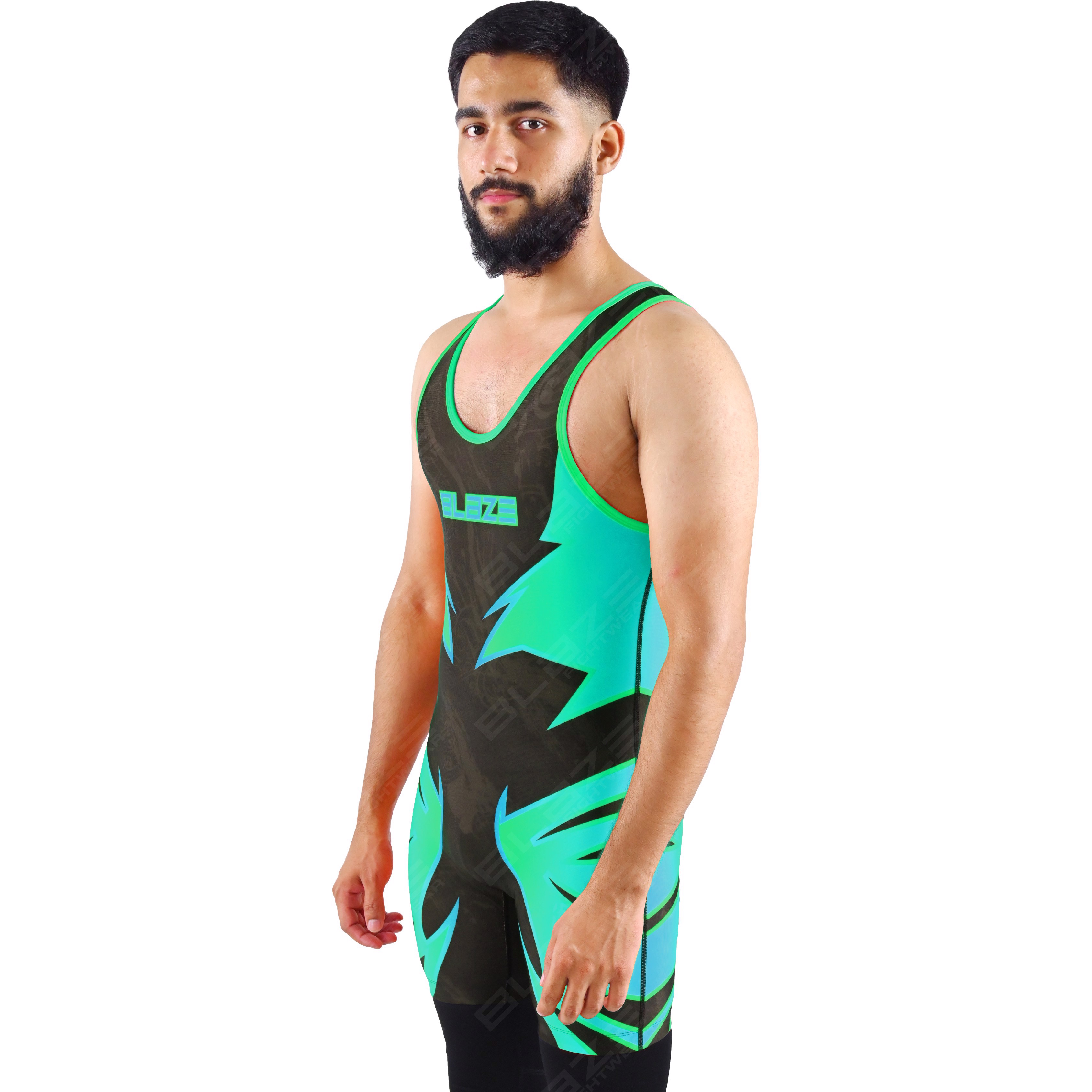 OEM men's high-elastic powerlifting singlet, one-piece sportswear with a knitted fabric design. - view 3