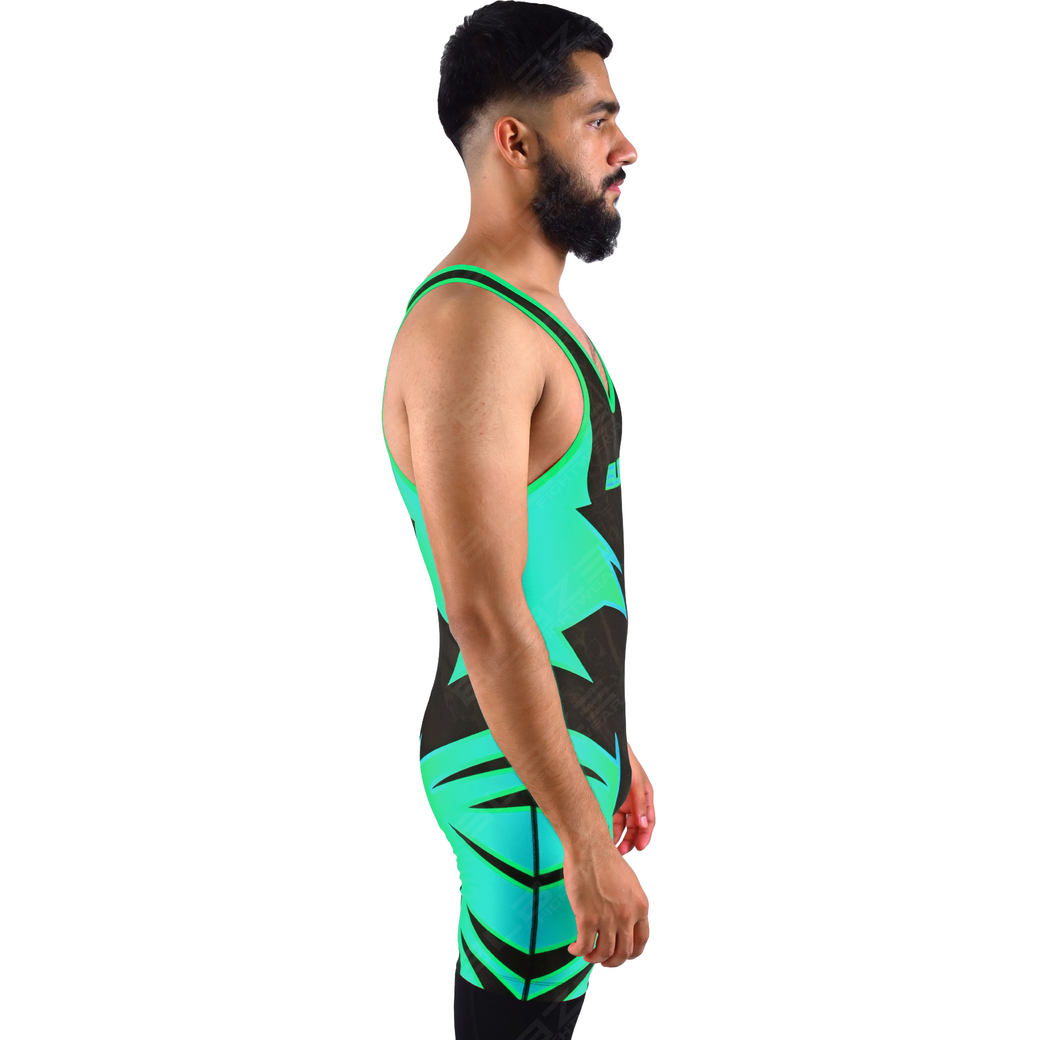 OEM men's high-elastic powerlifting singlet, one-piece sportswear with a knitted fabric design. - view 4
