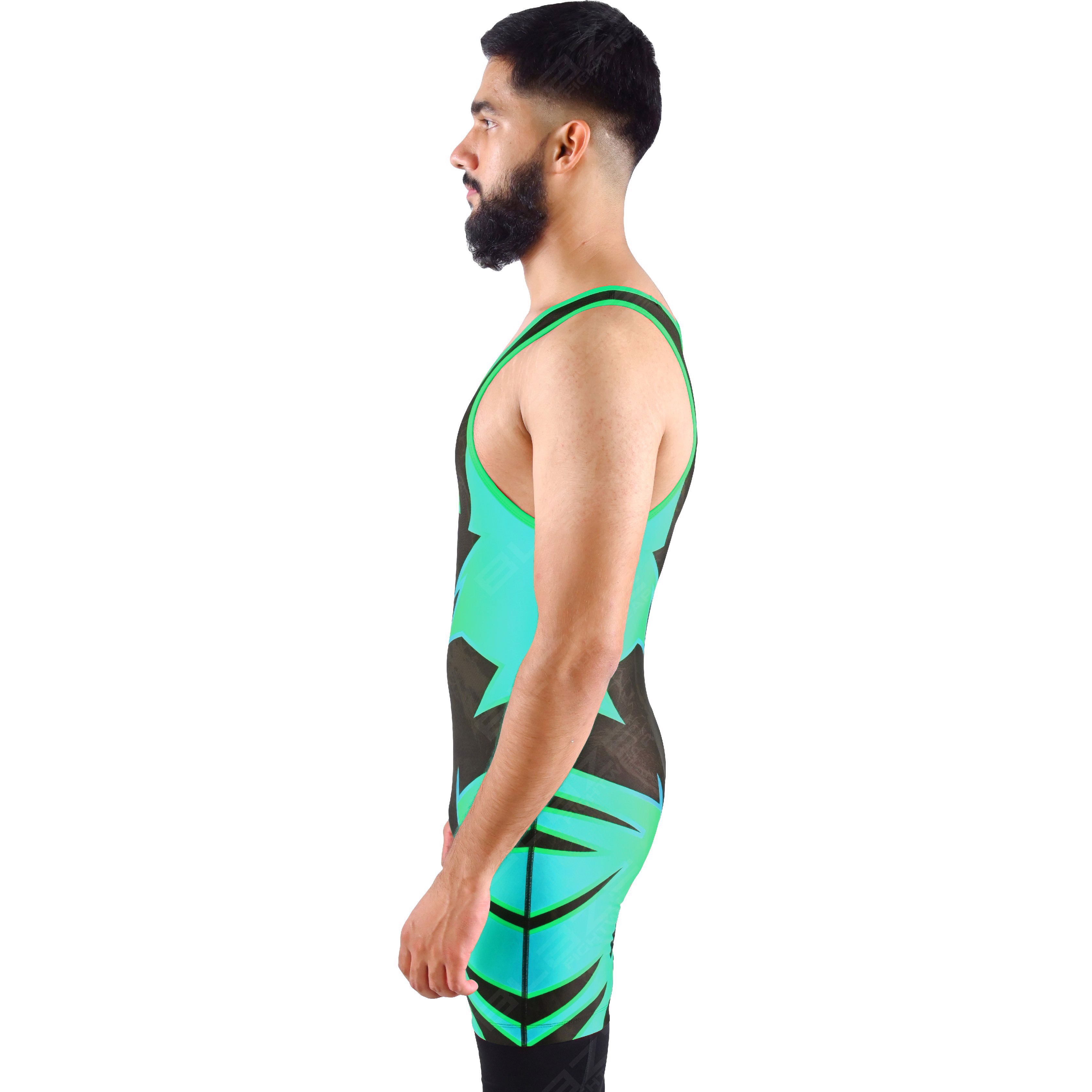 OEM men's high-elastic powerlifting singlet, one-piece sportswear with a knitted fabric design. - view 5