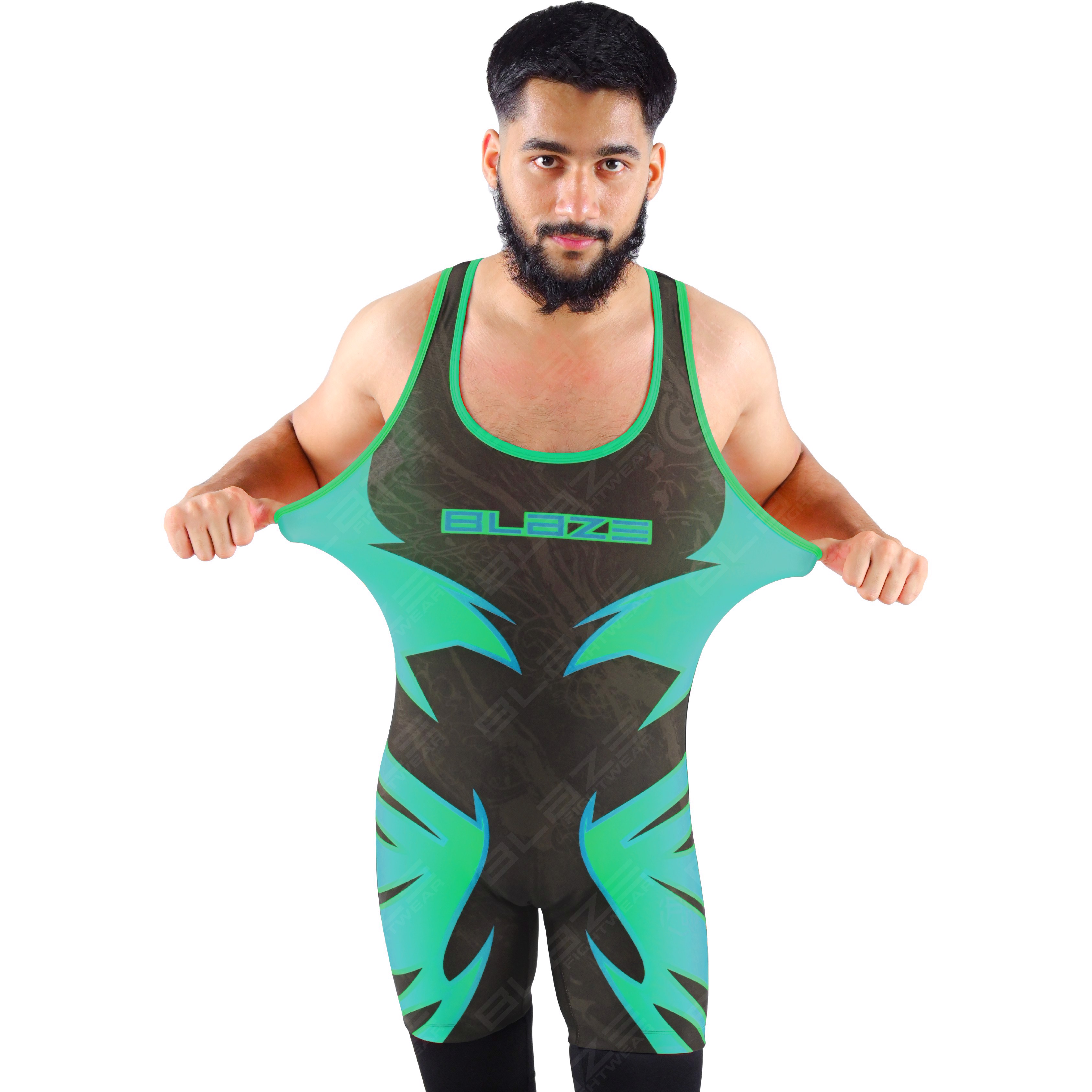 OEM men's high-elastic powerlifting singlet, one-piece sportswear with a knitted fabric design. - view 8