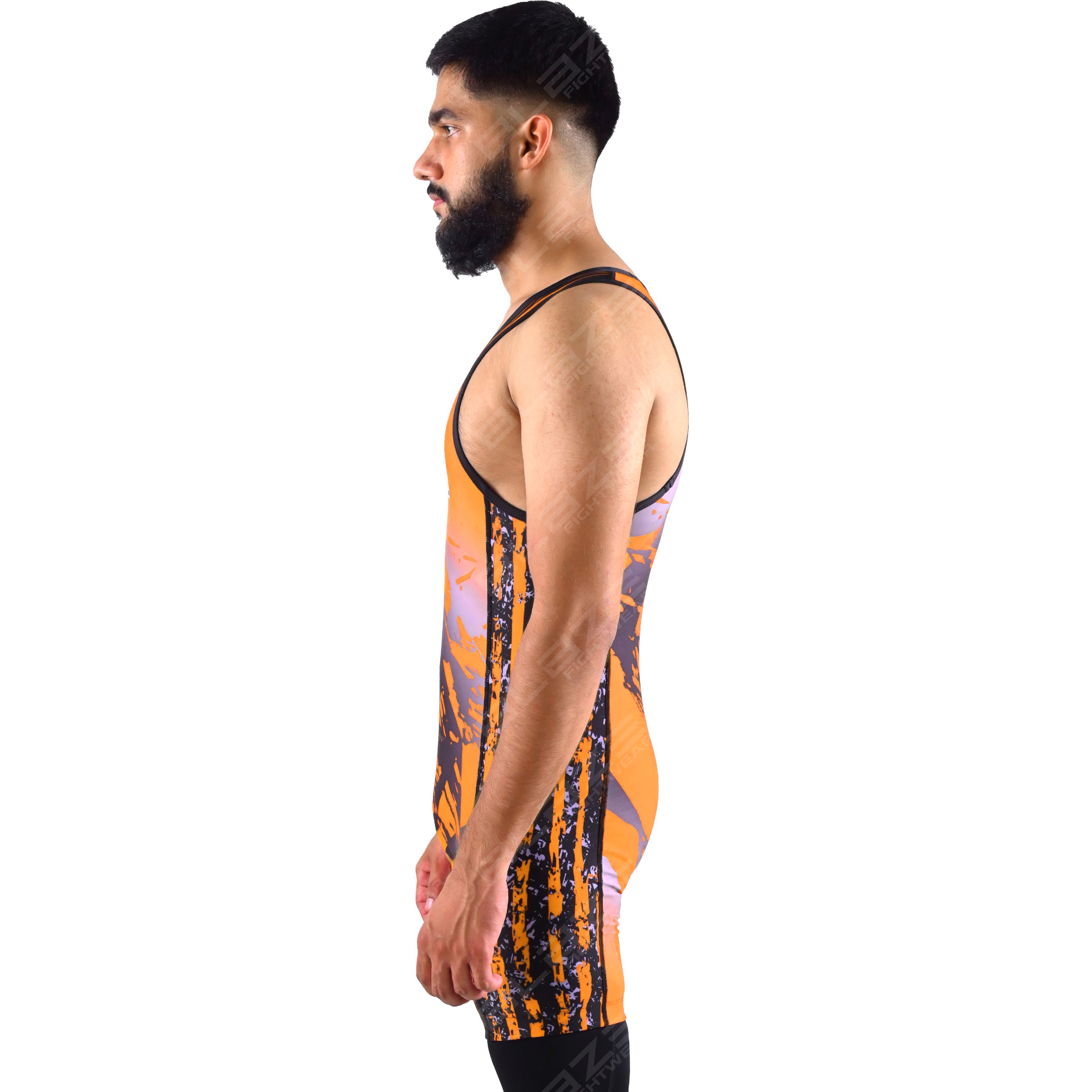  OEM men's high-elastic powerlifting singlet, one-piece attire with a finely knitted fabric design. - view 4
