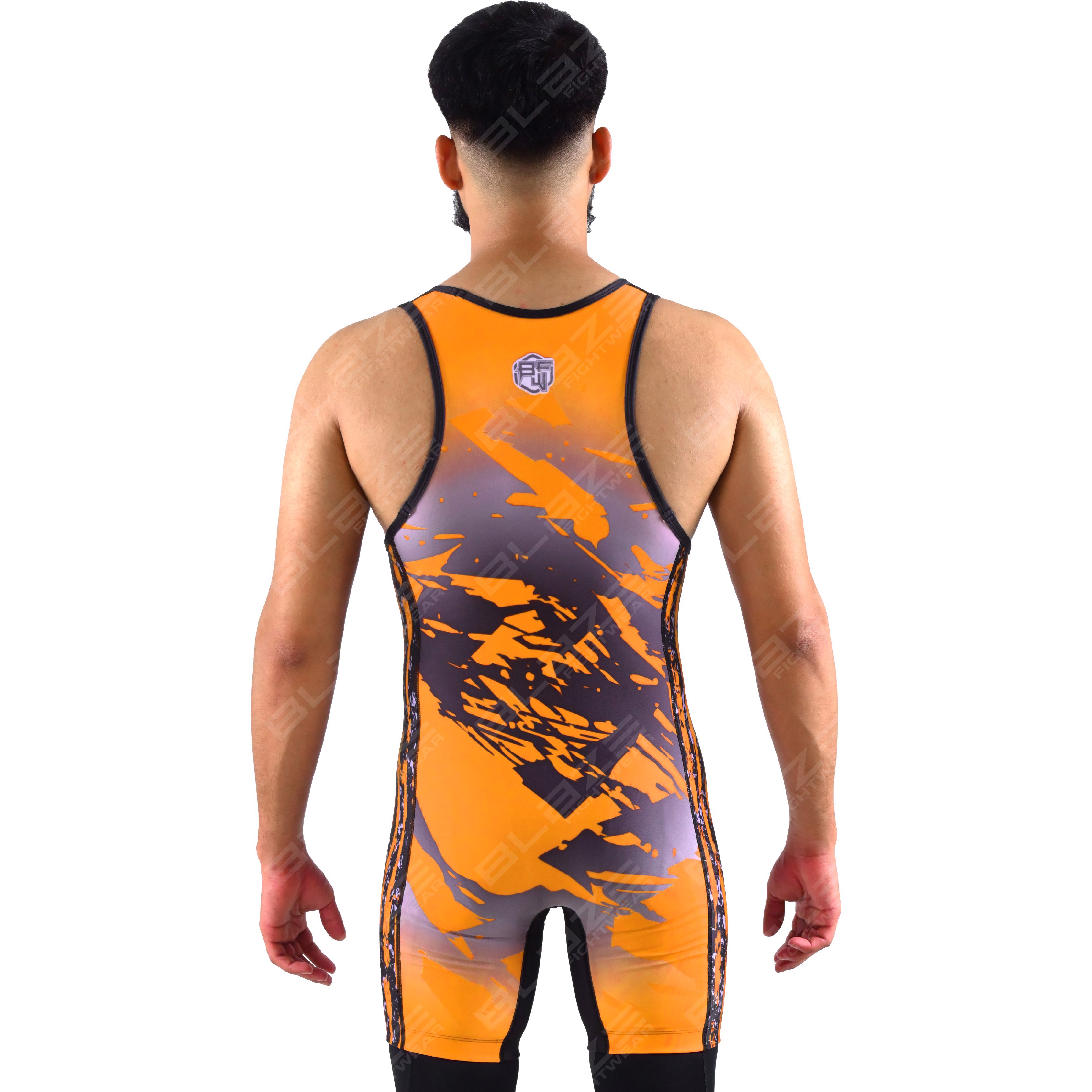  OEM men's high-elastic powerlifting singlet, one-piece attire with a finely knitted fabric design. - view 8