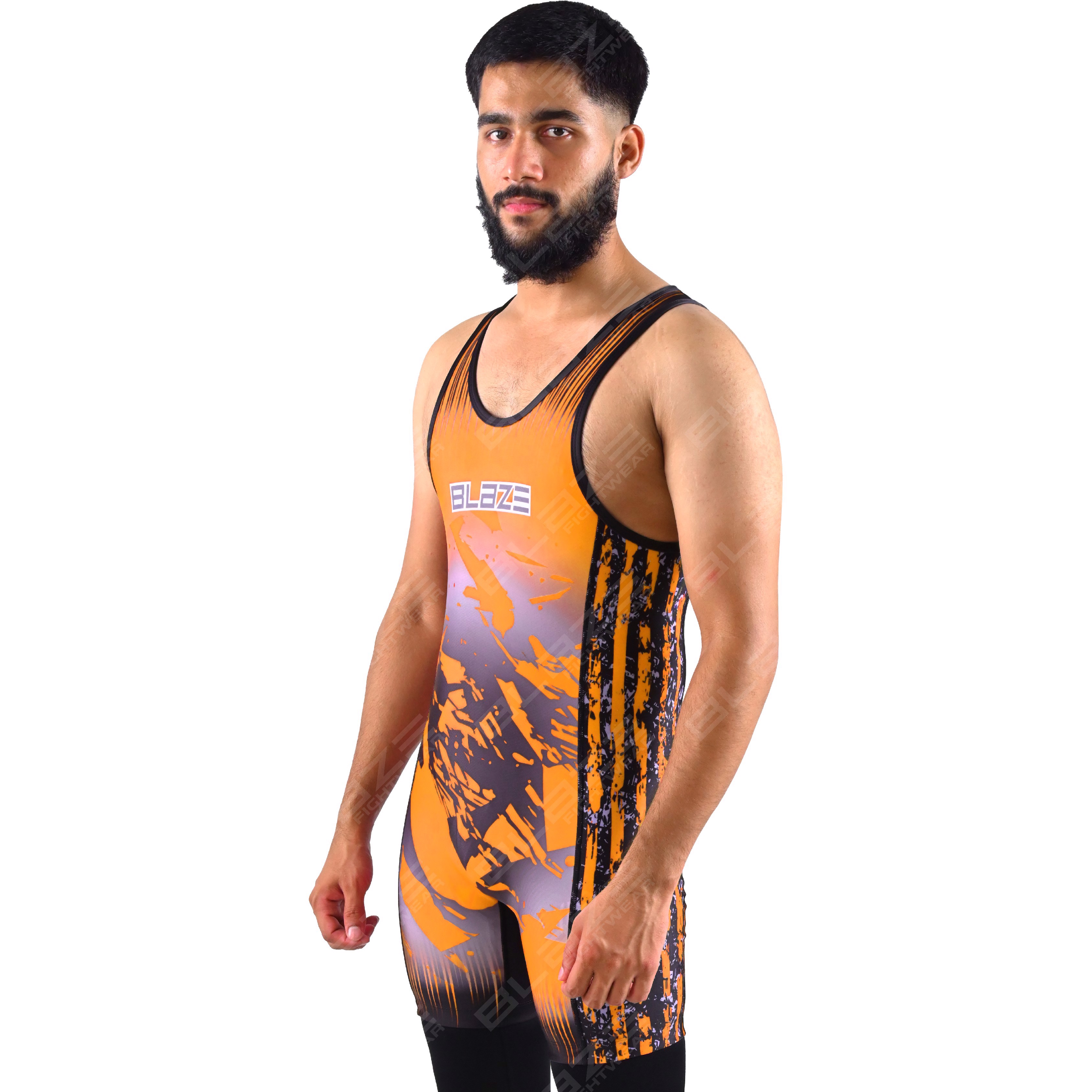  OEM men's high-elastic powerlifting singlet, one-piece attire with a finely knitted fabric design. - view 11