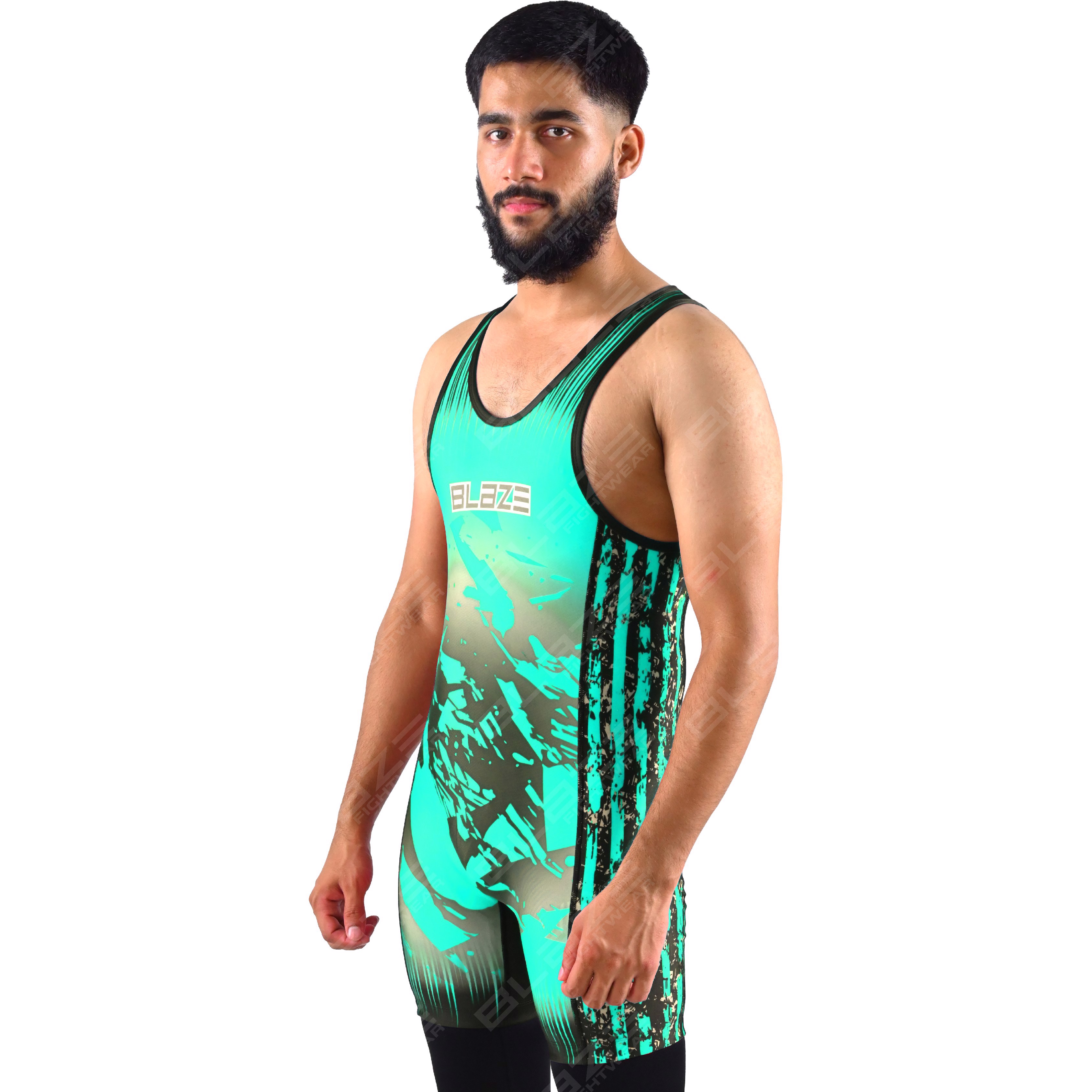  OEM men's high-elastic powerlifting singlet, one-piece attire with a finely knitted fabric design. - view 12