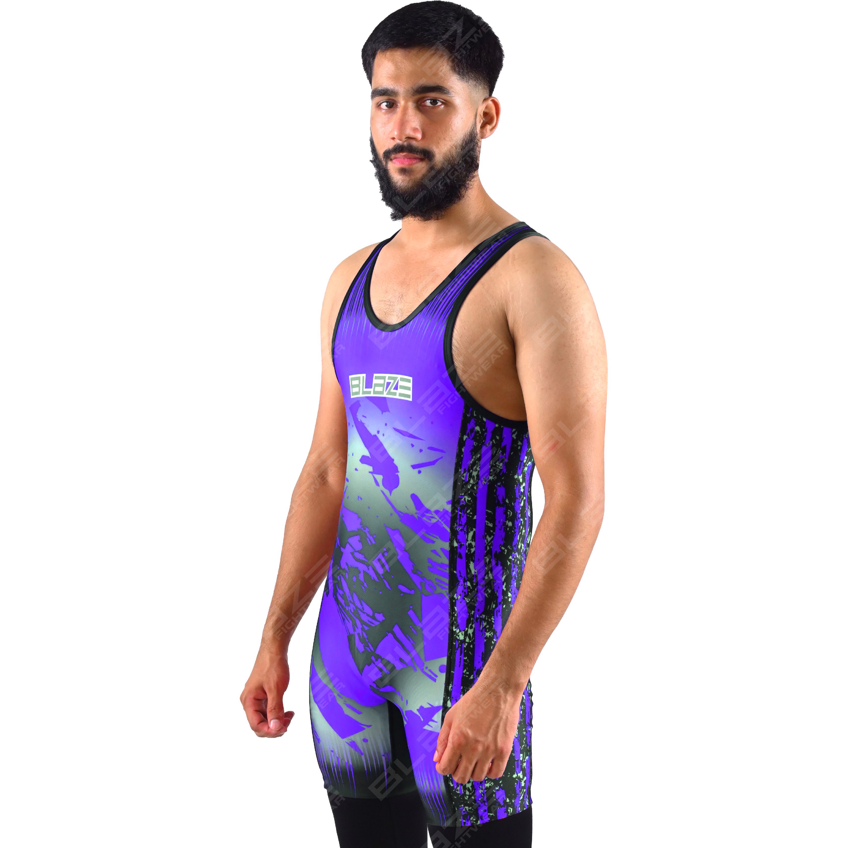  OEM men's high-elastic powerlifting singlet, one-piece attire with a finely knitted fabric design. - view 13