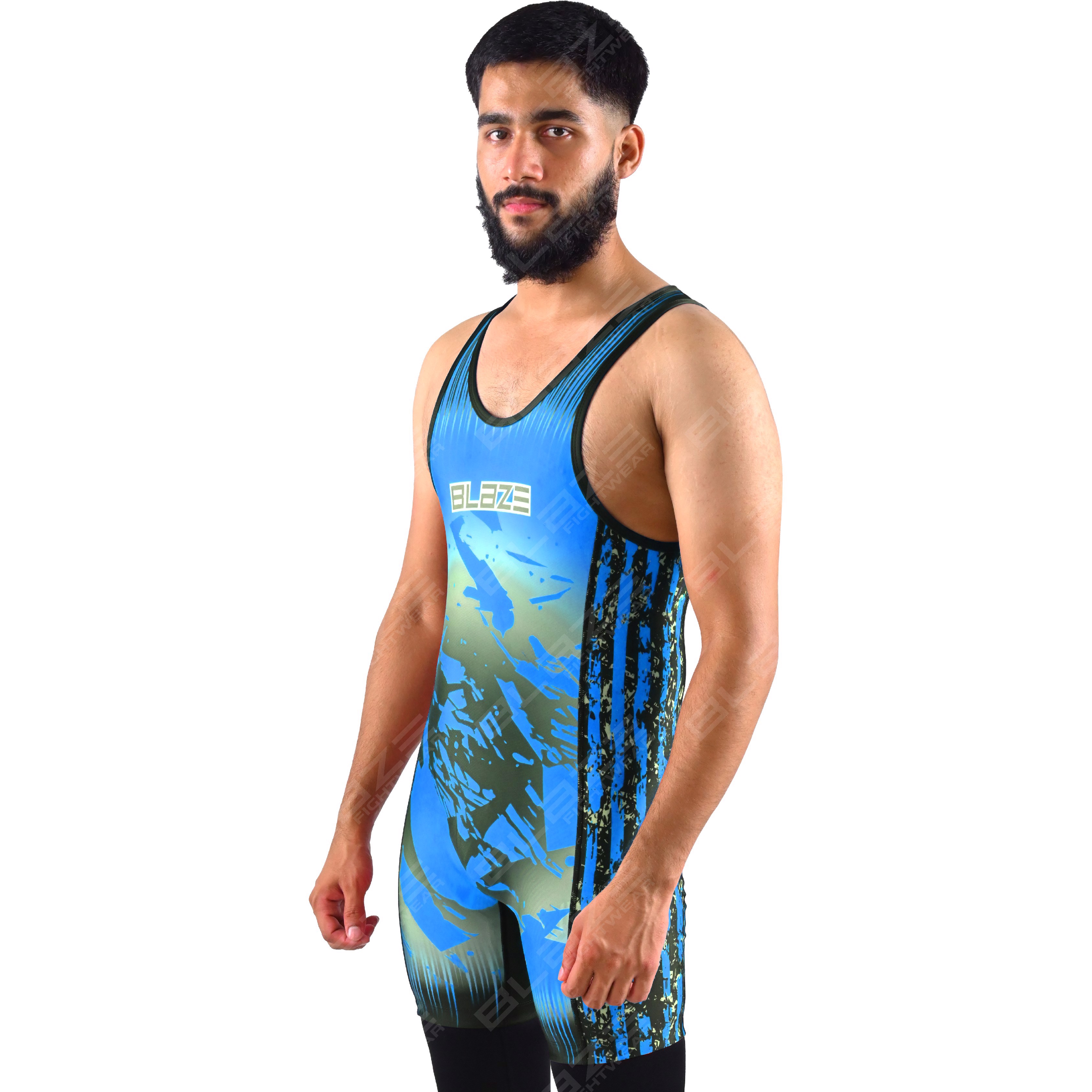 OEM men's high-stretch powerlifting singlet, single-piece garment with an top knitted fabric design. - view 9