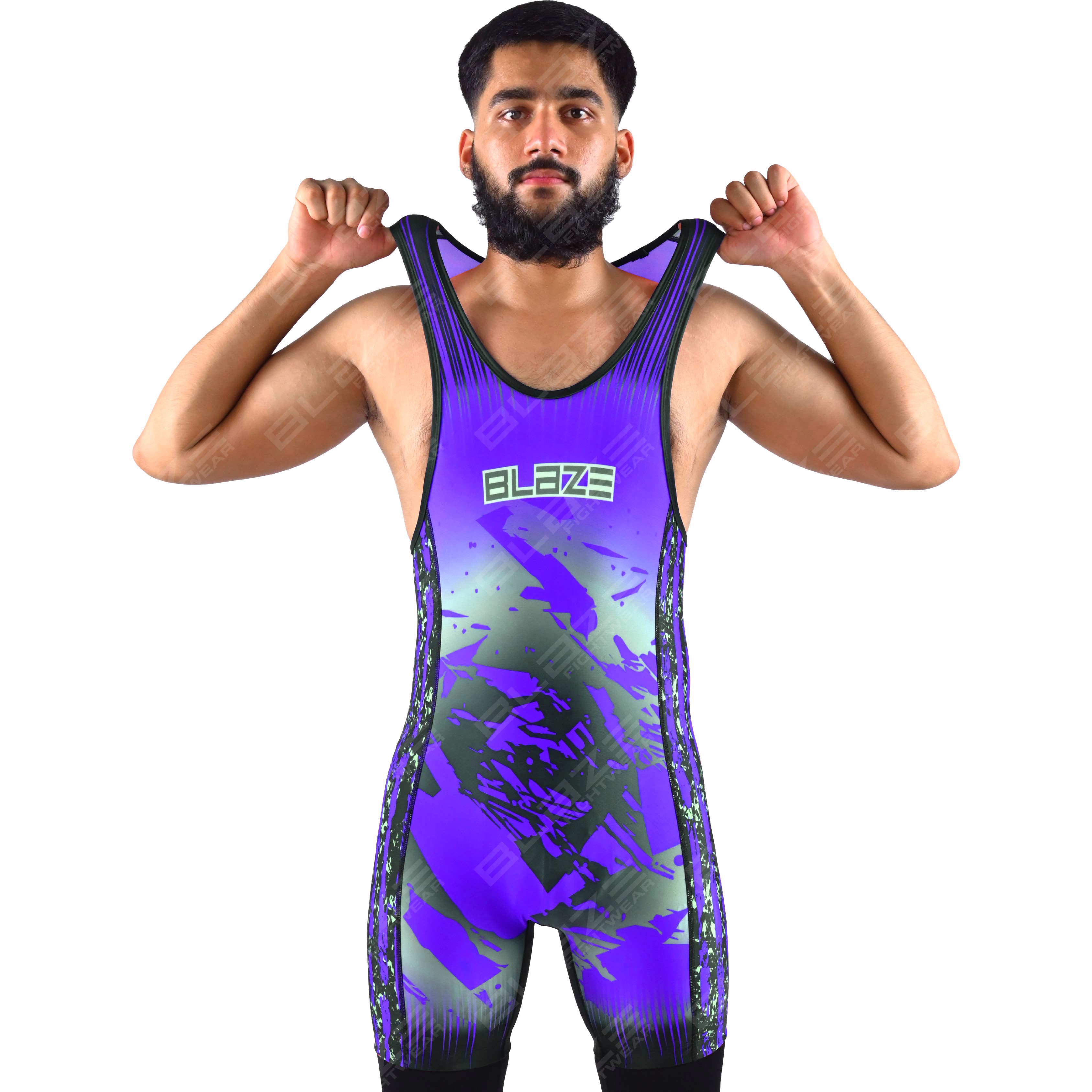 OEM men's high-stretch powerlifting singlet, single-piece garment with an top knitted fabric design. - view 12