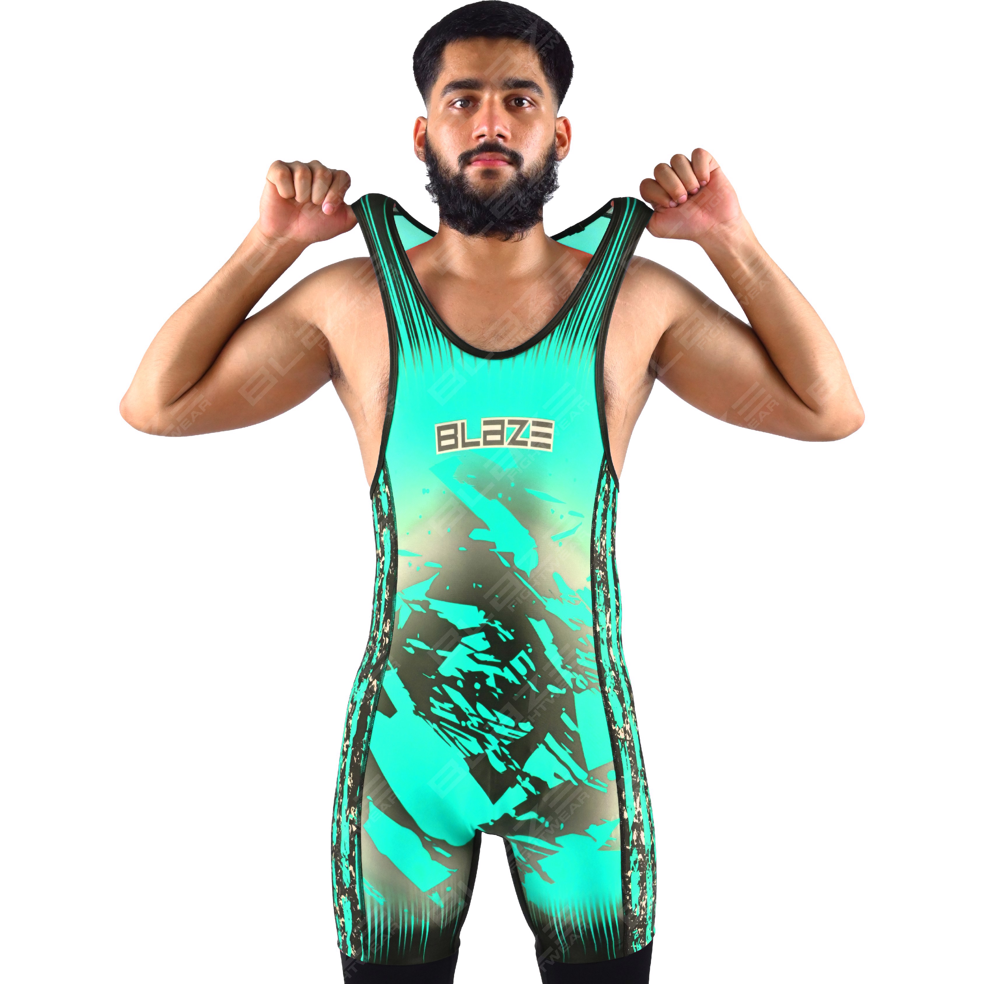 OEM men's high-stretch powerlifting singlet, single-piece garment with an top knitted fabric design. - view 13