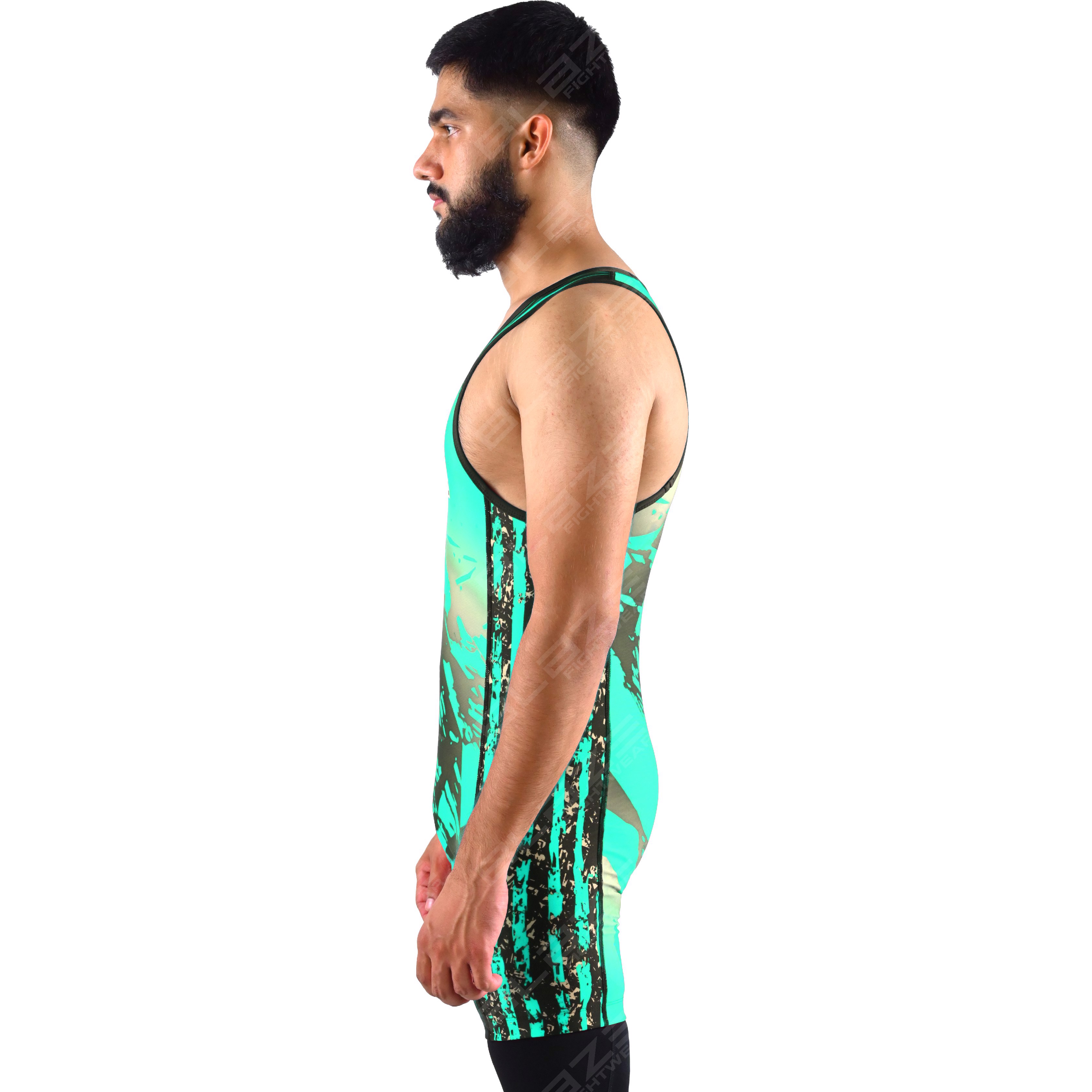 OEM men's high-elastic powerlifting singlet, one-piece garment with a classic knitted design.