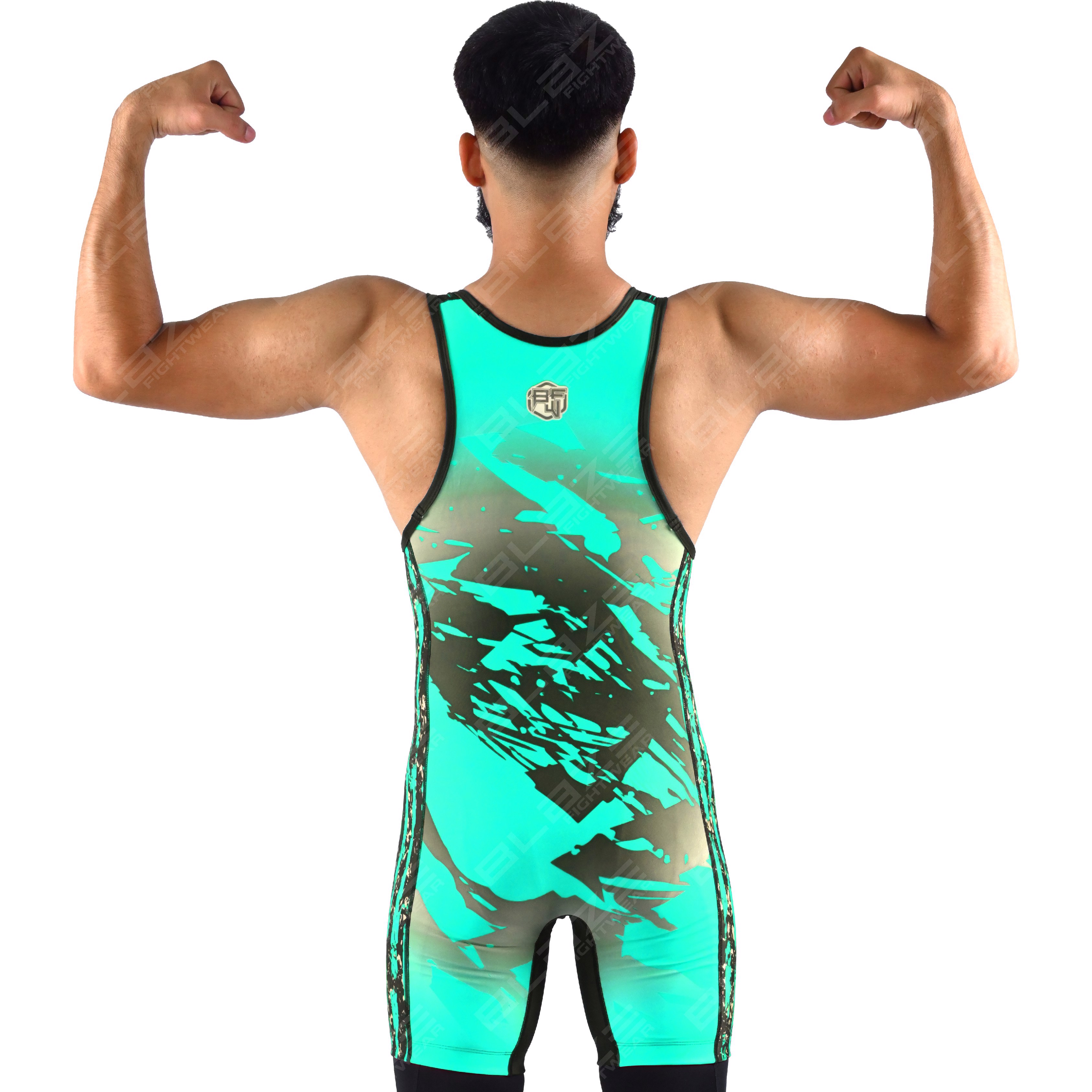 OEM men's high-elastic powerlifting singlet, one-piece garment with a classic knitted design. - view 2