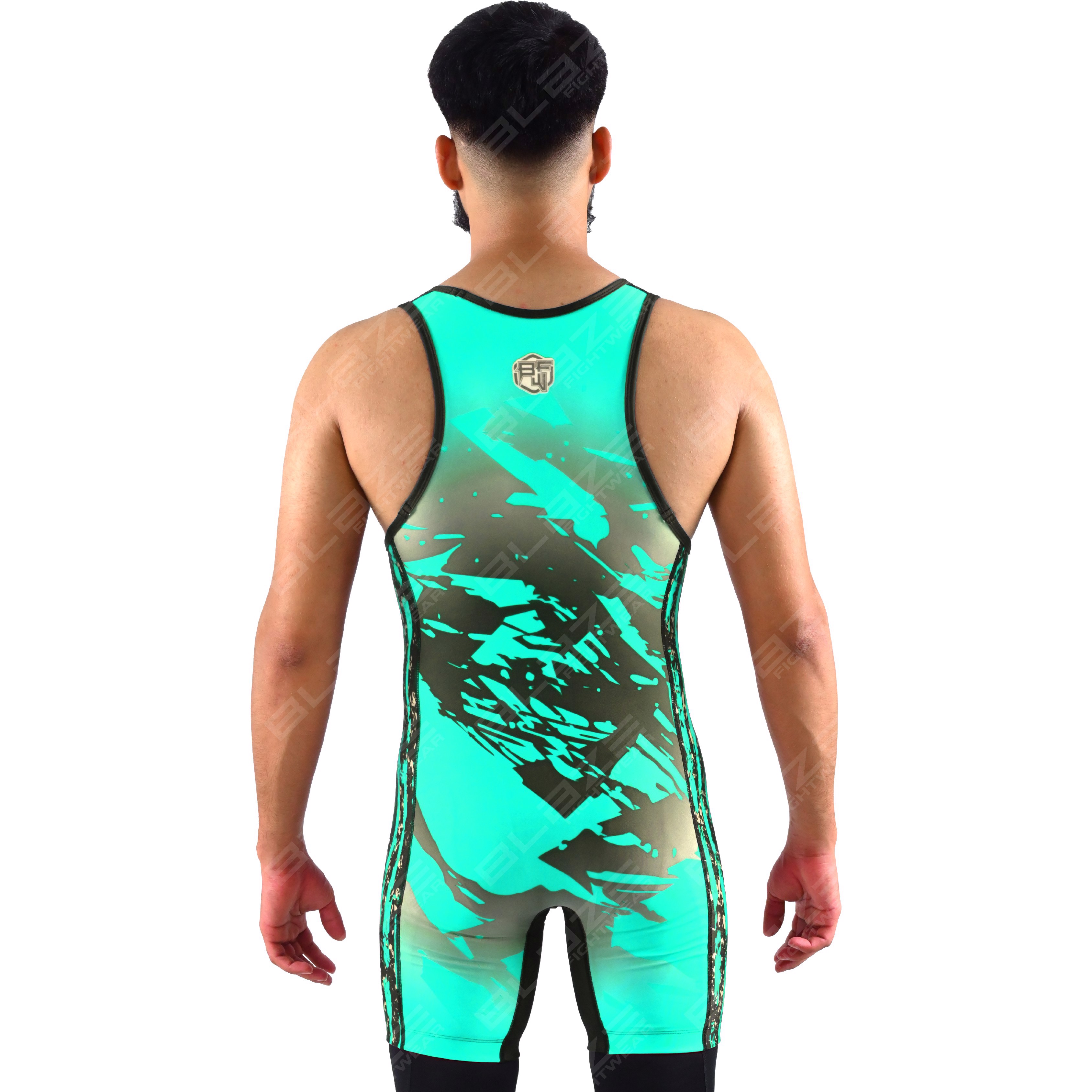 OEM men's high-elastic powerlifting singlet, one-piece garment with a classic knitted design. - view 5
