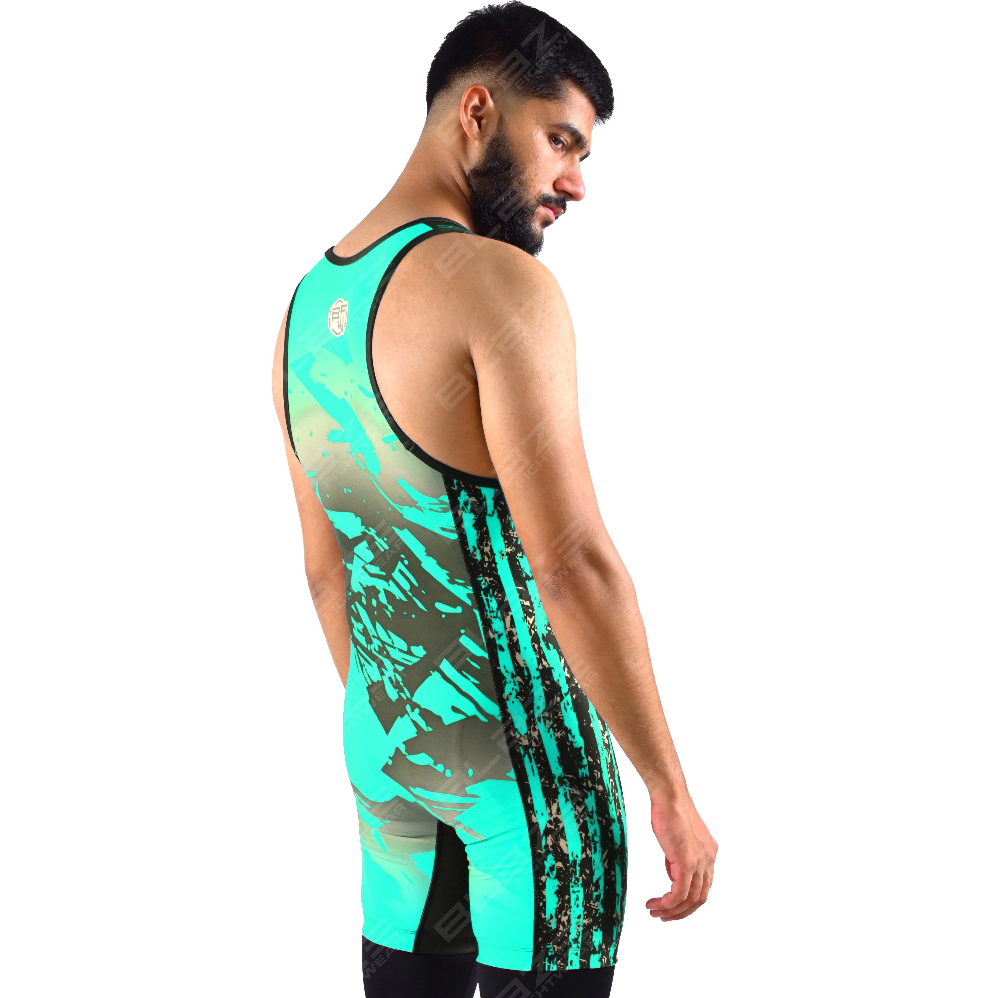 OEM men's high-elastic powerlifting singlet, one-piece garment with a classic knitted design. - view 7