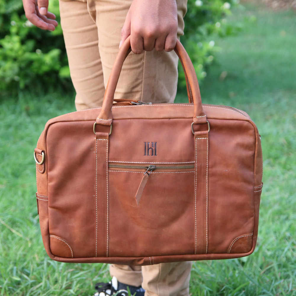 leather laptop bag, original leather laptop bag, leather briefcase bag, business bag, leather bag - view 2