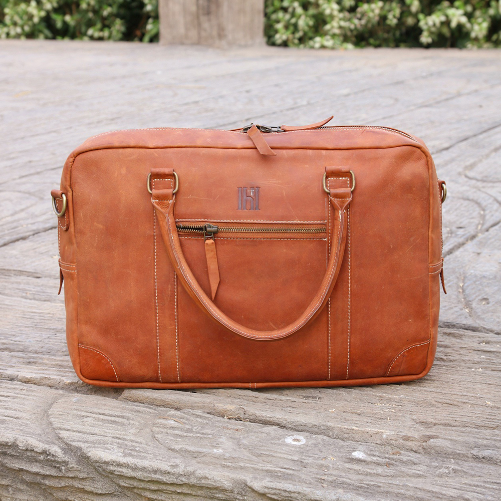 leather laptop bag, original leather laptop bag, leather briefcase bag, business bag, leather bag - view 3