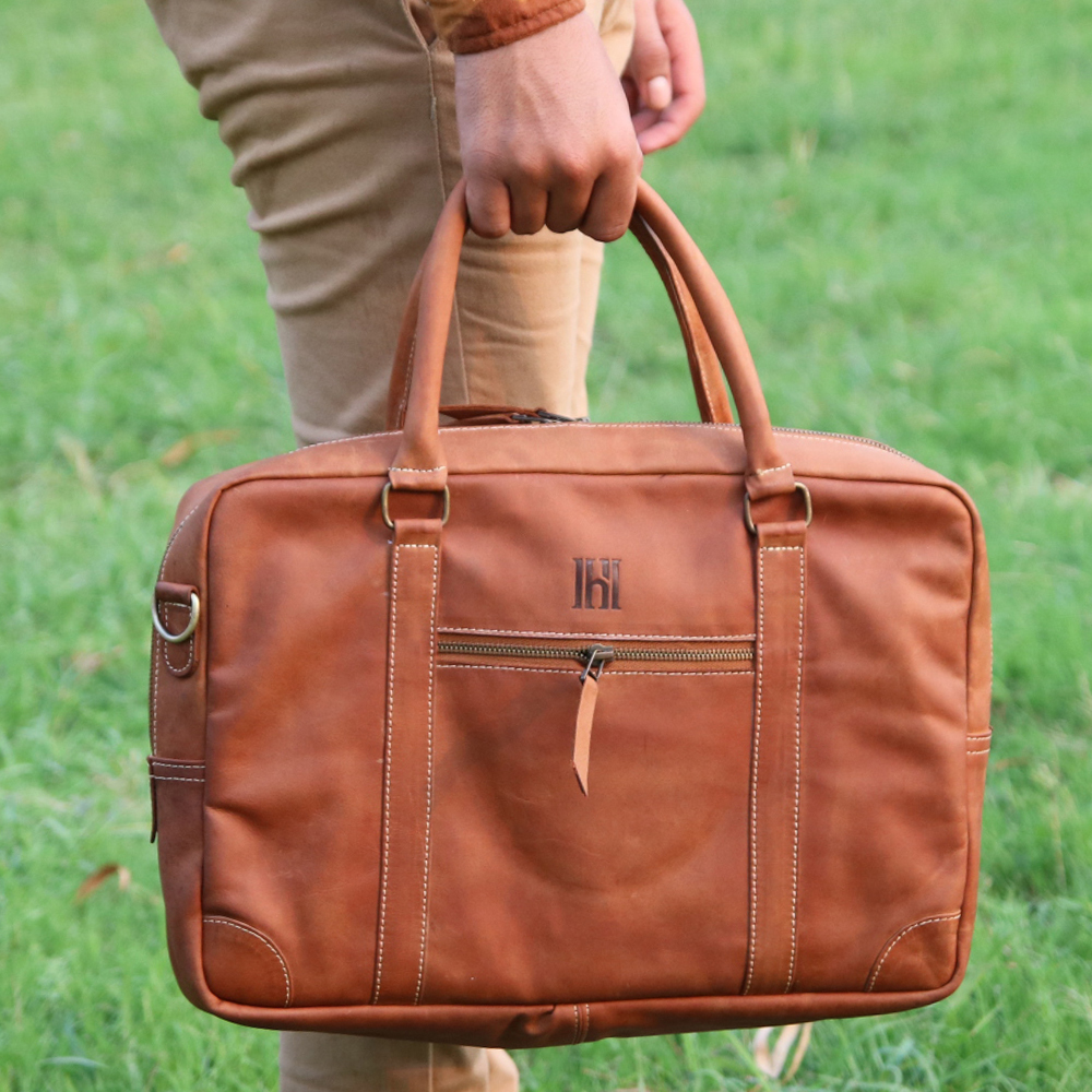 leather laptop bag, original leather laptop bag, leather briefcase bag, business bag, leather bag - view 4