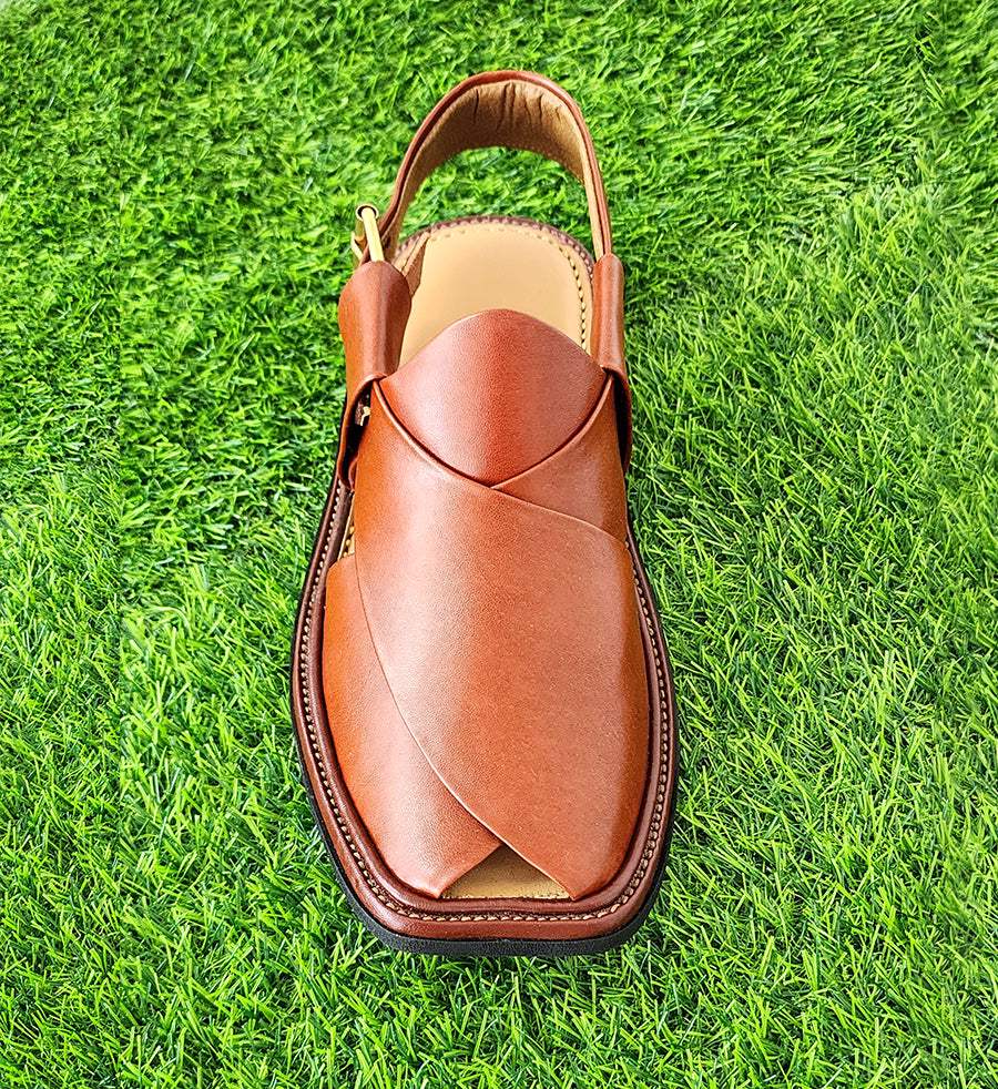 01 Baibars Smart Zalmi Leather Peshawari chappal (Brown)
