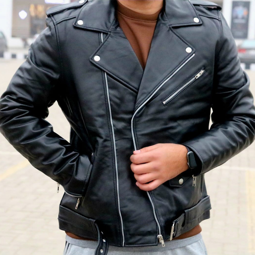 Men's Leather Biker Jacket, premium leather jacket with Ykk zipper, original leather jacket for men - view 2