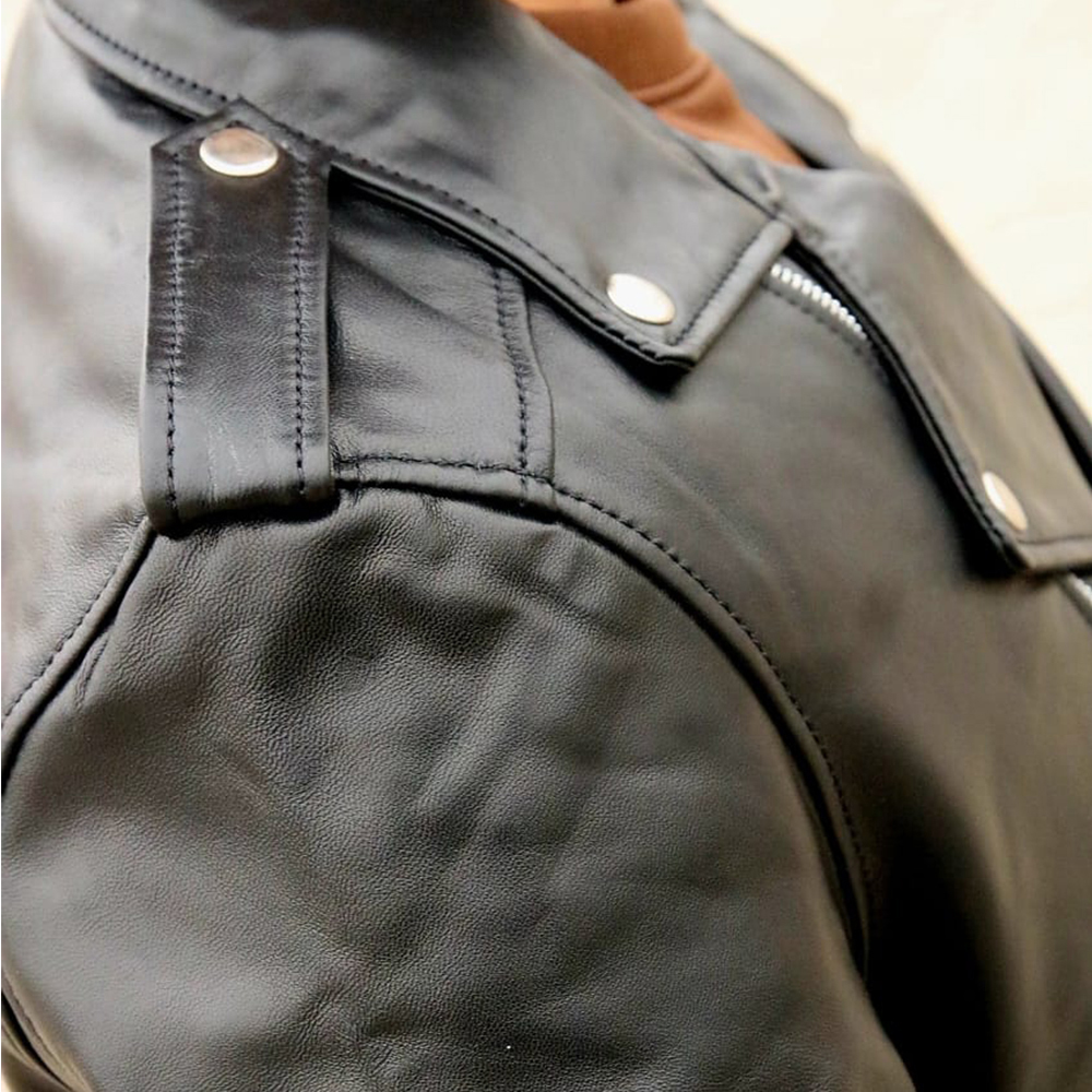 Men's Leather Biker Jacket, premium leather jacket with Ykk zipper, original leather jacket for men - view 5