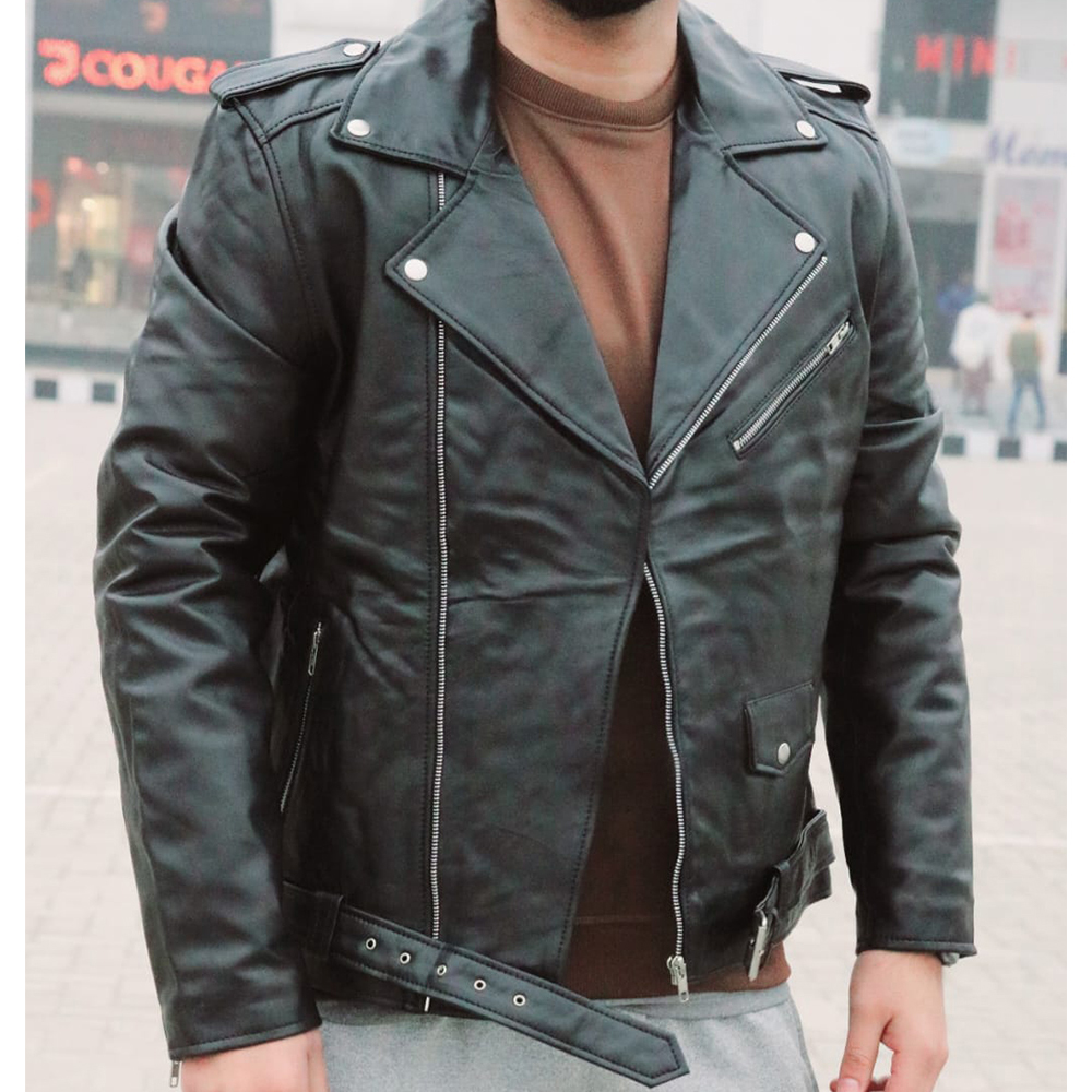 Men's Leather Biker Jacket, premium leather jacket with Ykk zipper, original leather jacket for men - view 6