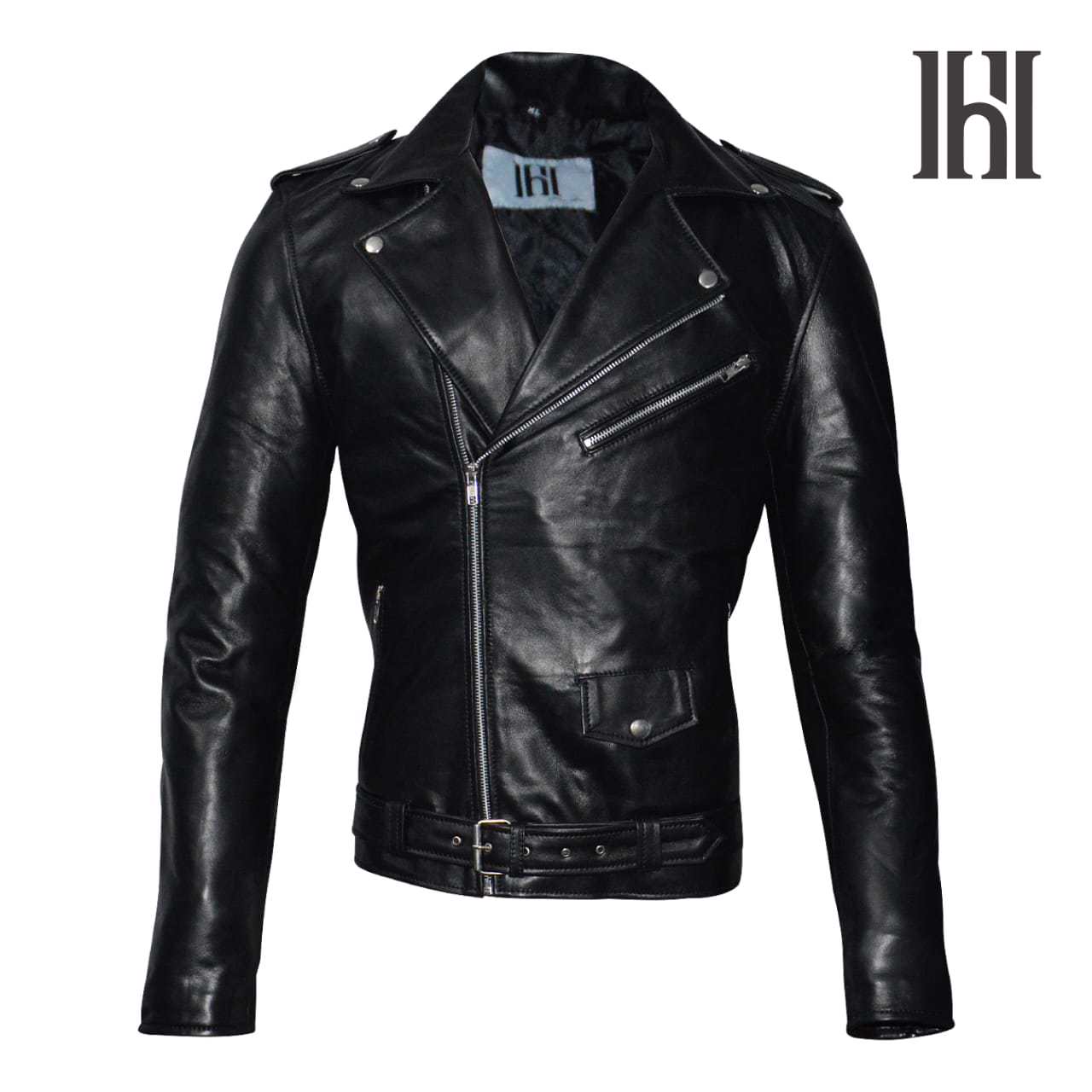 Men's Leather Biker Jacket, premium leather jacket with Ykk zipper, original leather jacket for men - view 8