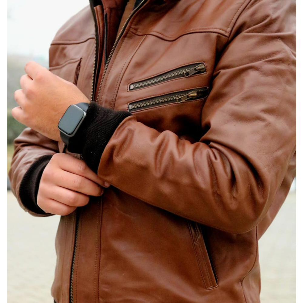Men's Leather Biker Jacket, premium leather jacket with Ykk zipper, leather jacket for men's - view 2