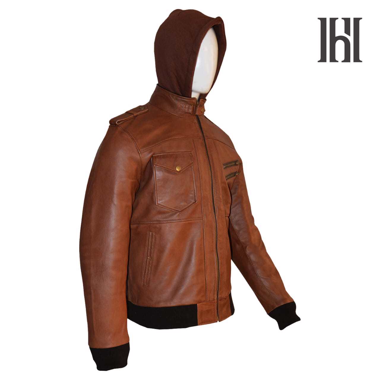 Men's Leather Biker Jacket, premium leather jacket with Ykk zipper, leather jacket for men's - view 6