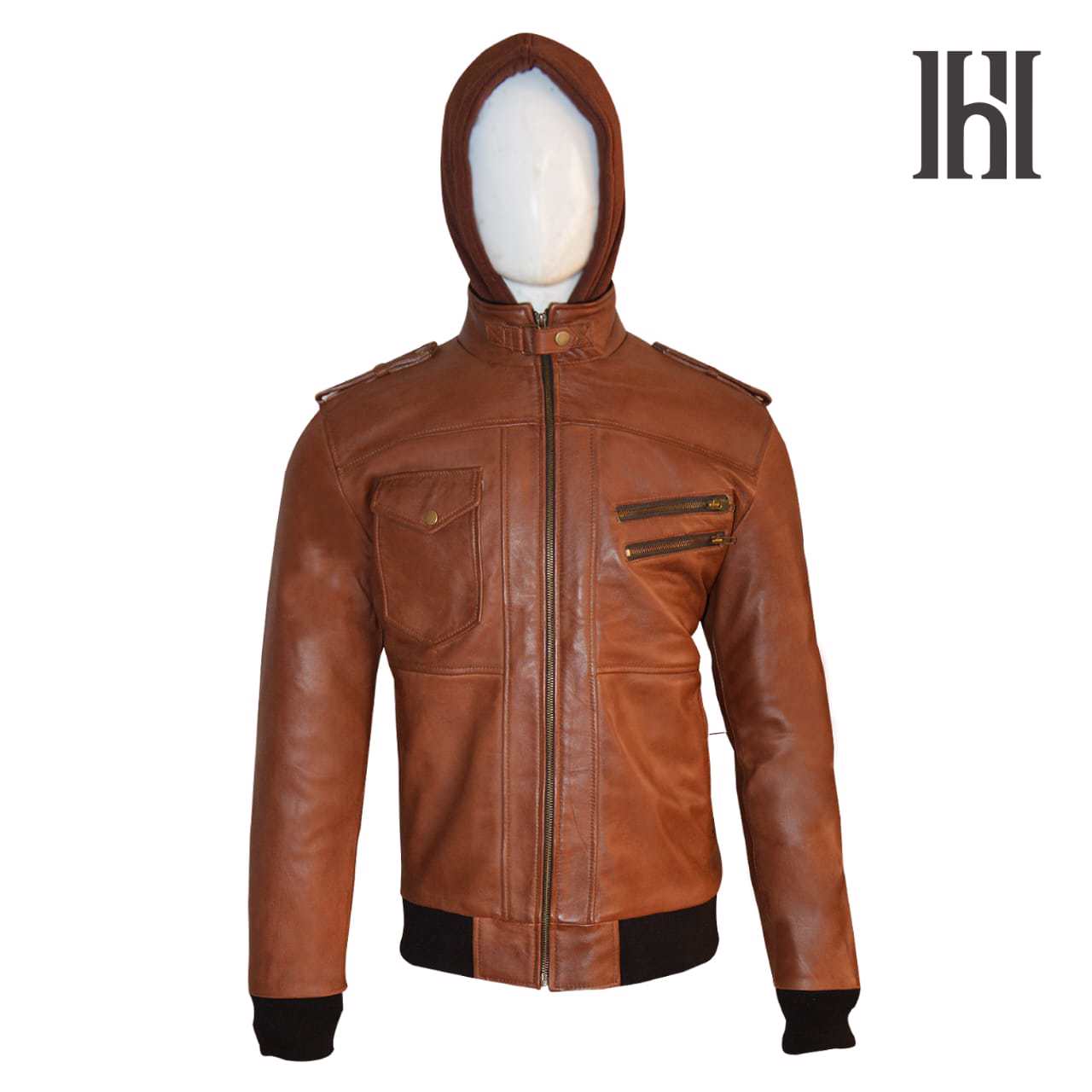 Men's Leather Biker Jacket, premium leather jacket with Ykk zipper, leather jacket for men's - view 7