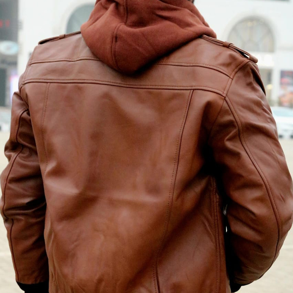 Men's Leather Biker Jacket, premium leather jacket with Ykk zipper, leather jacket for men's - view 8