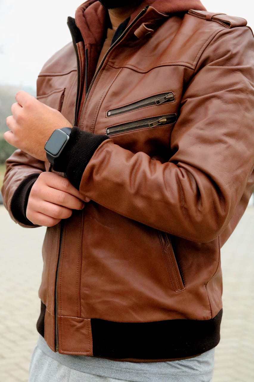 Men's Leather Biker Jacket, premium leather jacket with Ykk zipper, leather jacket for men's - view 9