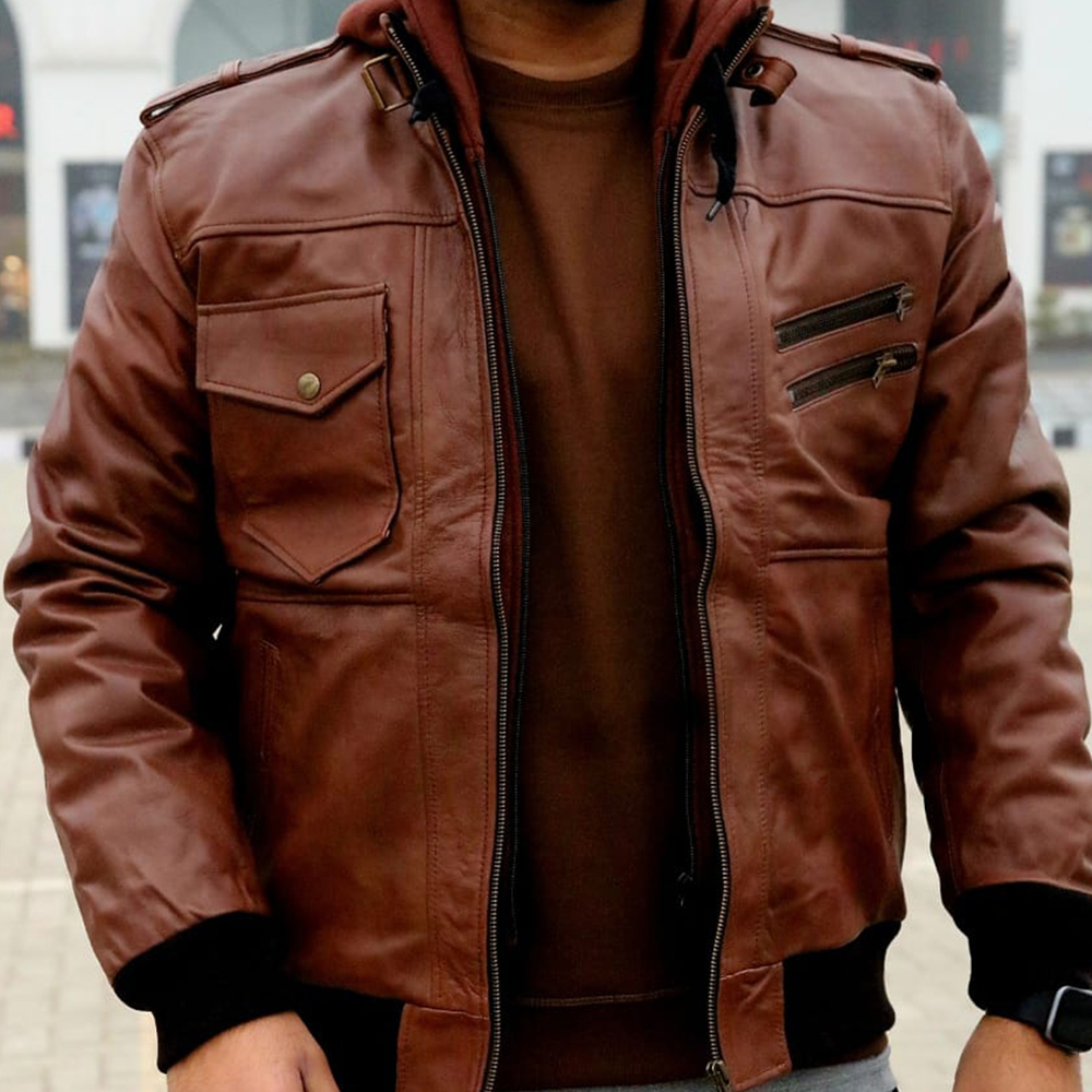 Men's Leather Biker Jacket, premium leather jacket with Ykk zipper, leather jacket for men's - view 10