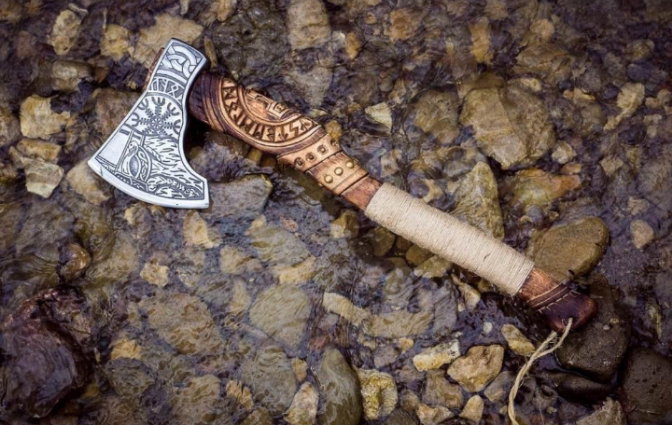 Custom Gift Hand Forged Carbon Steel VIKING AXE With Ash Wood Shaft,