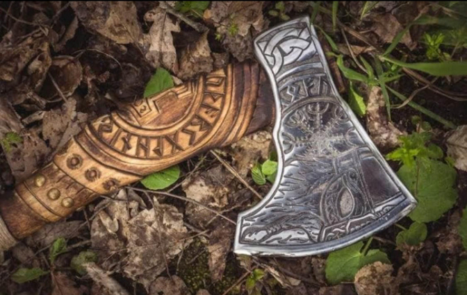 Custom Gift Hand Forged Carbon Steel VIKING AXE With Ash Wood Shaft, - view 3