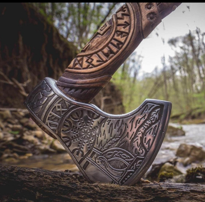 Custom Gift Hand Forged Carbon Steel VIKING AXE With Ash Wood Shaft, - view 4