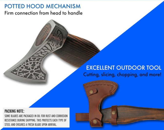 Premium Quality High Carbon Steel Axe With Wood Handle  - view 5