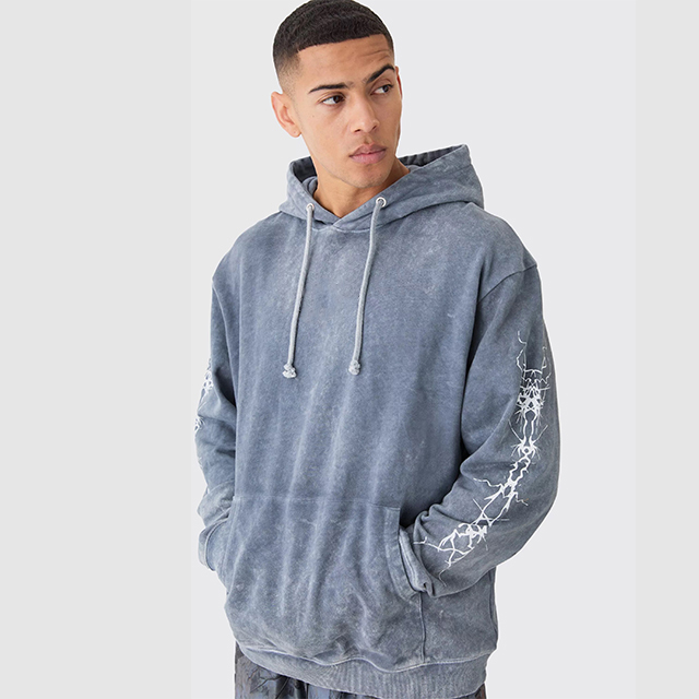 High quality 100% cotton acid washed hoodie High Street Series Washing old sweater stone washed 