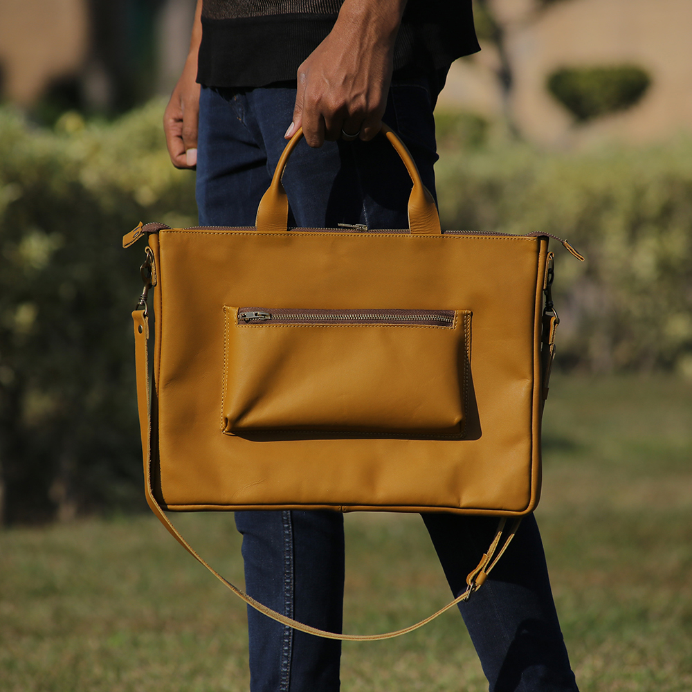 ladies leather laptop tote bag, original leather tote bag, leather handbag, women's bag, leather bag - view 2