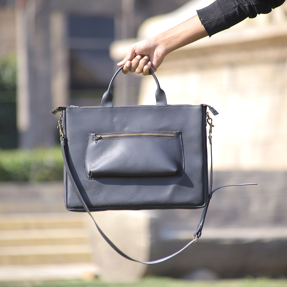 ladies leather laptop tote bag, original leather tote bag, leather handbag, women's bag, leather bag - view 3
