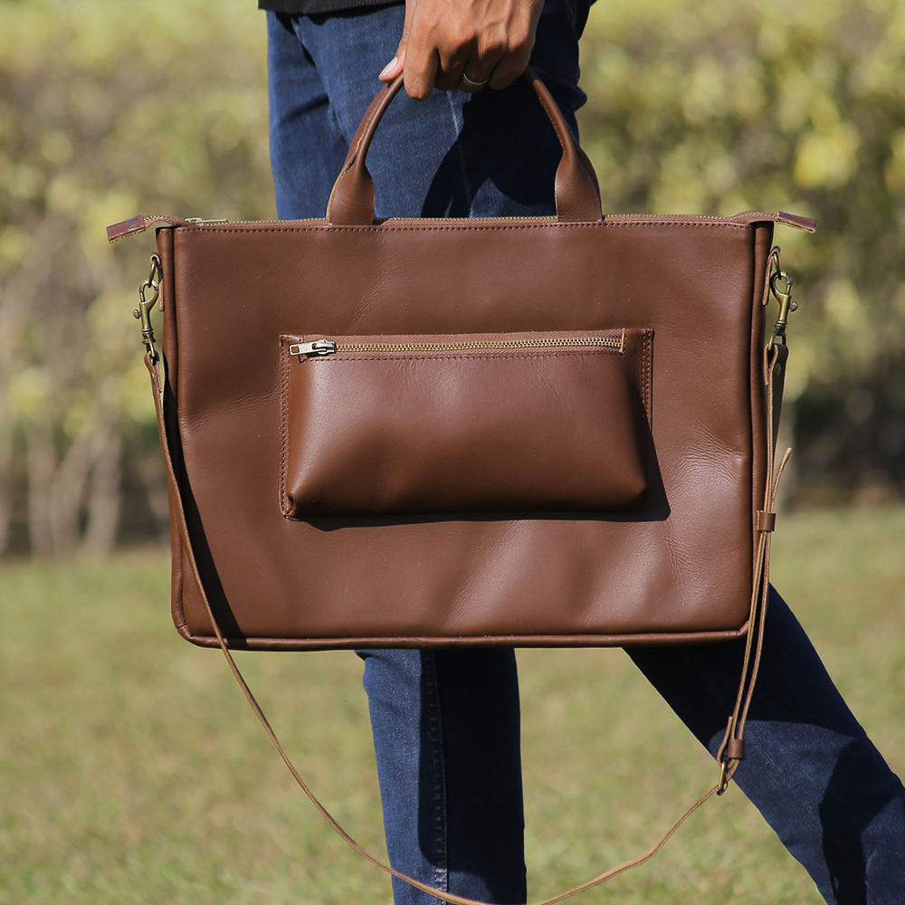 ladies leather laptop tote bag, original leather tote bag, leather handbag, women's bag, leather bag - view 4
