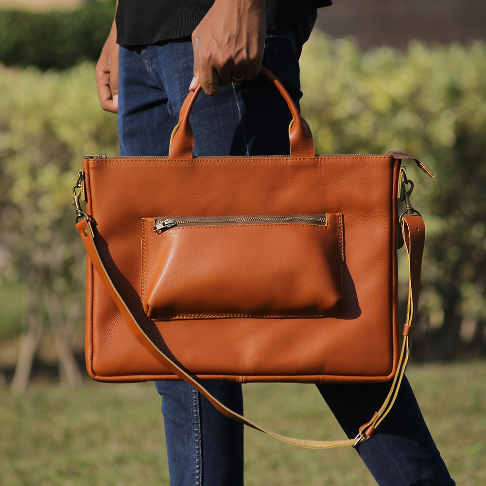 ladies leather laptop tote bag, original leather tote bag, leather handbag, women's bag, leather bag - view 5