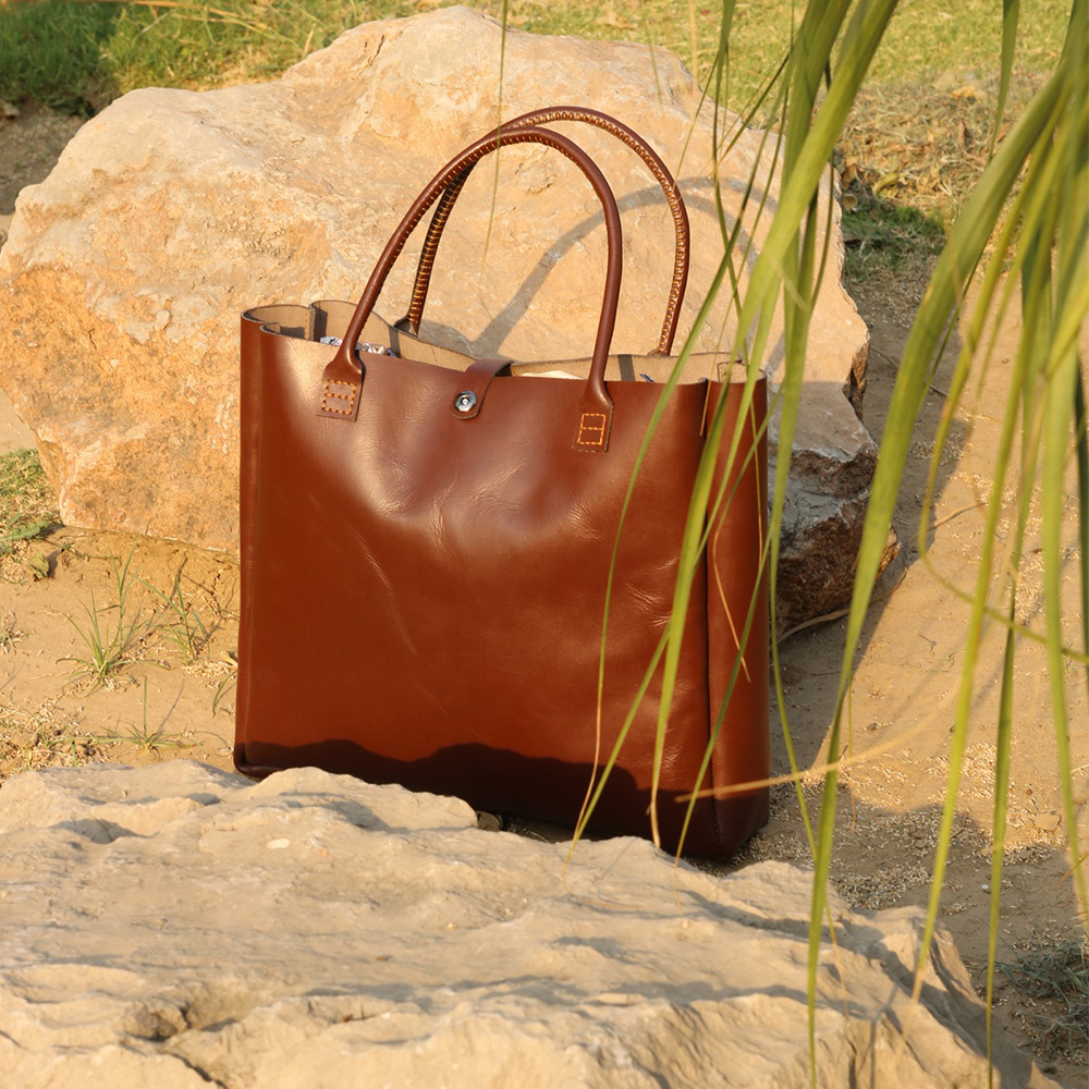 ladies leather tote bag, original leather tote bag, leather handbag, women's bag, leather bag - view 9