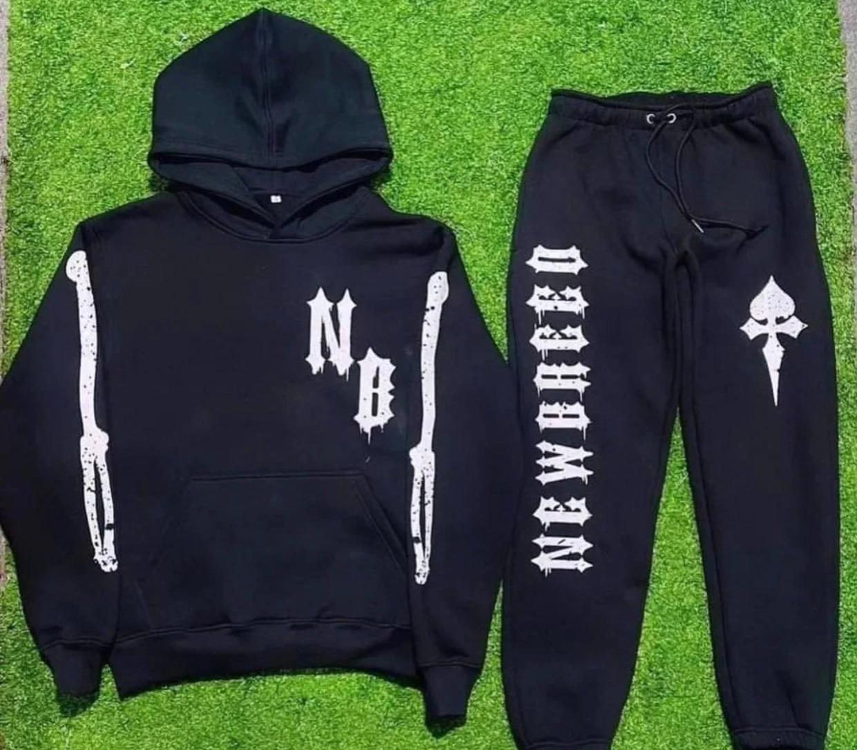  High Quality Stylish Black Sweatsuit In Cotton Fleece With Customised Logos and Sizes  - view 2