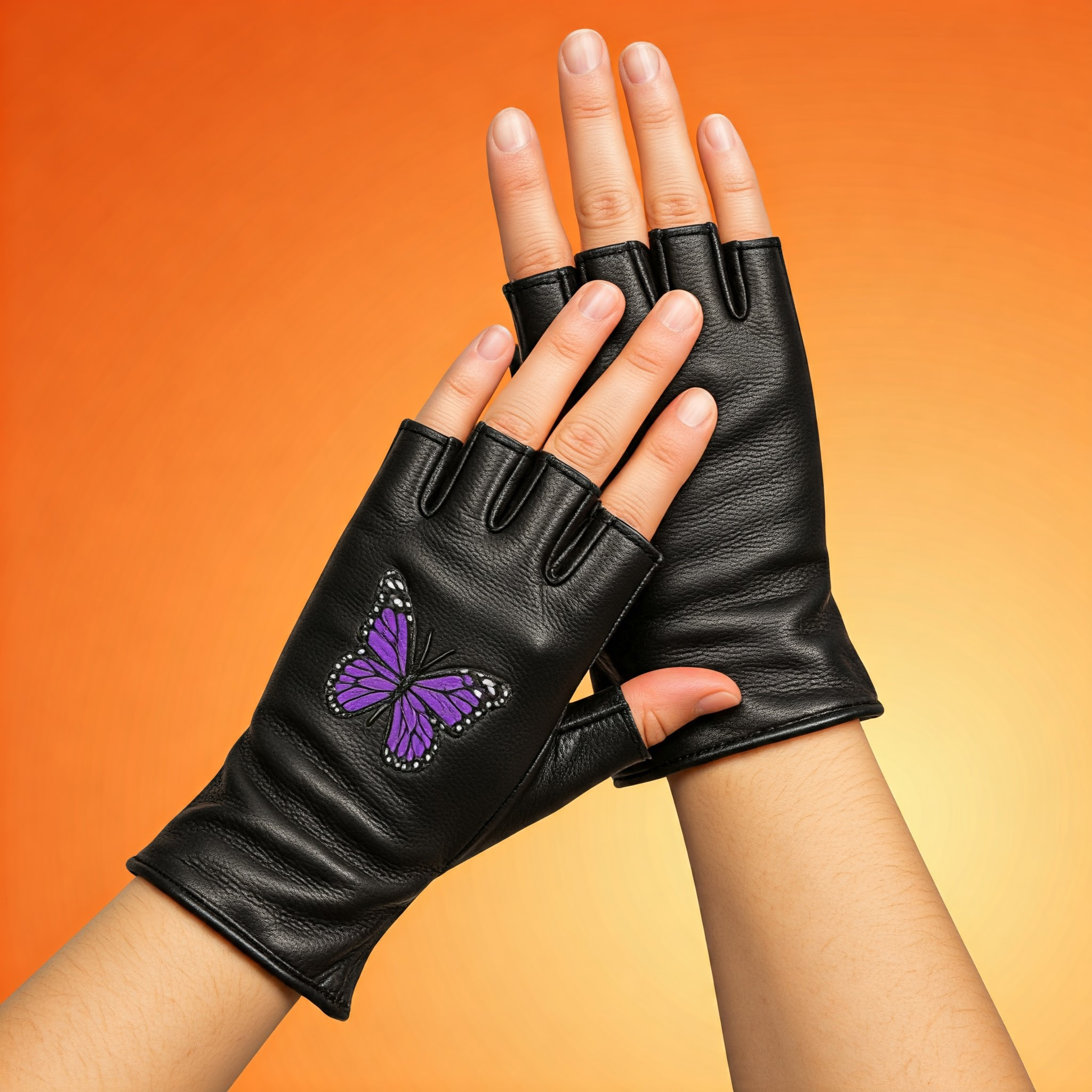  High Quality Stylish Leather Finger Less Leather Gloves for Women