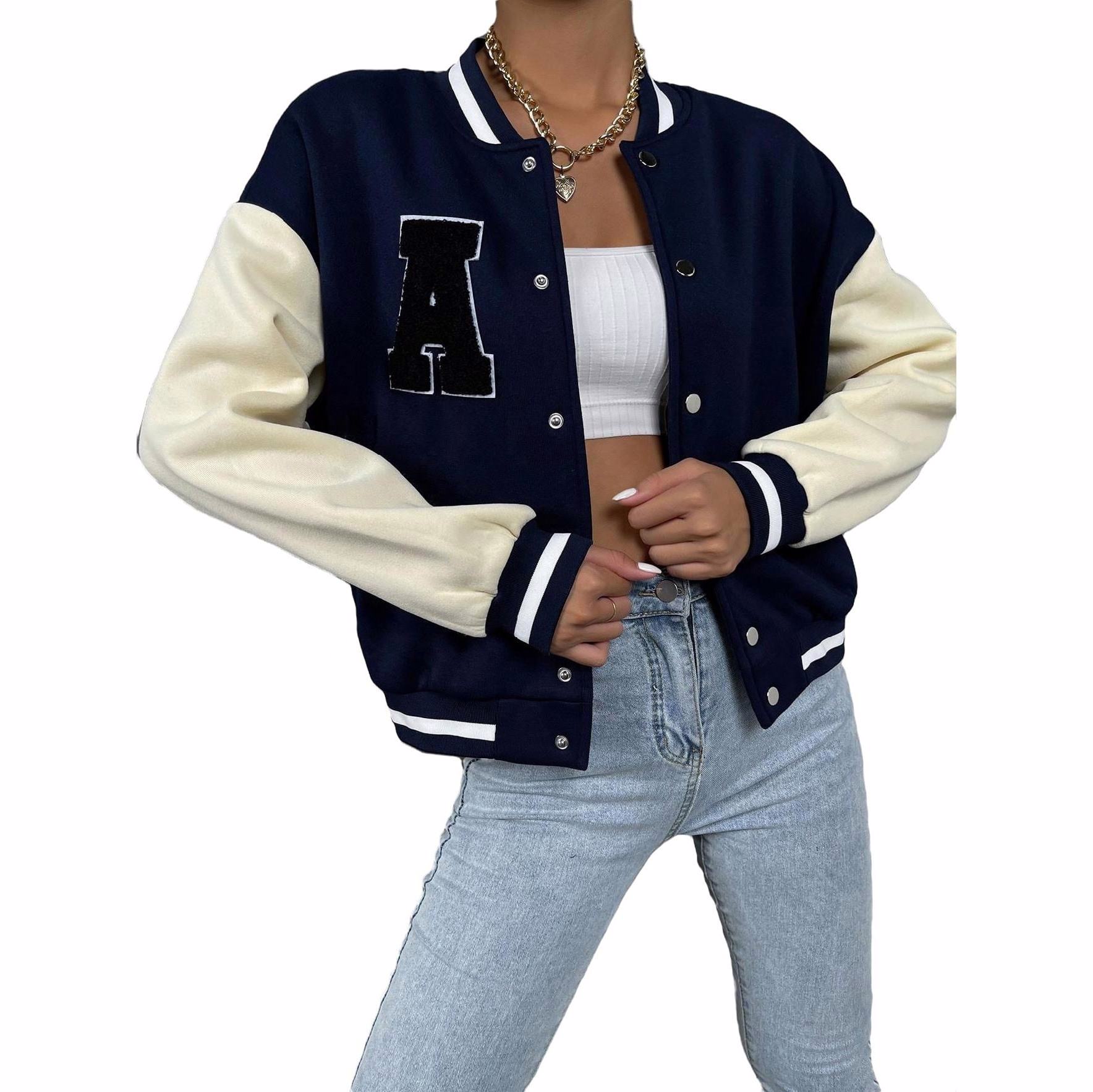 Wholesale Cheap New Women Clothing Crop Top Baseball jacket