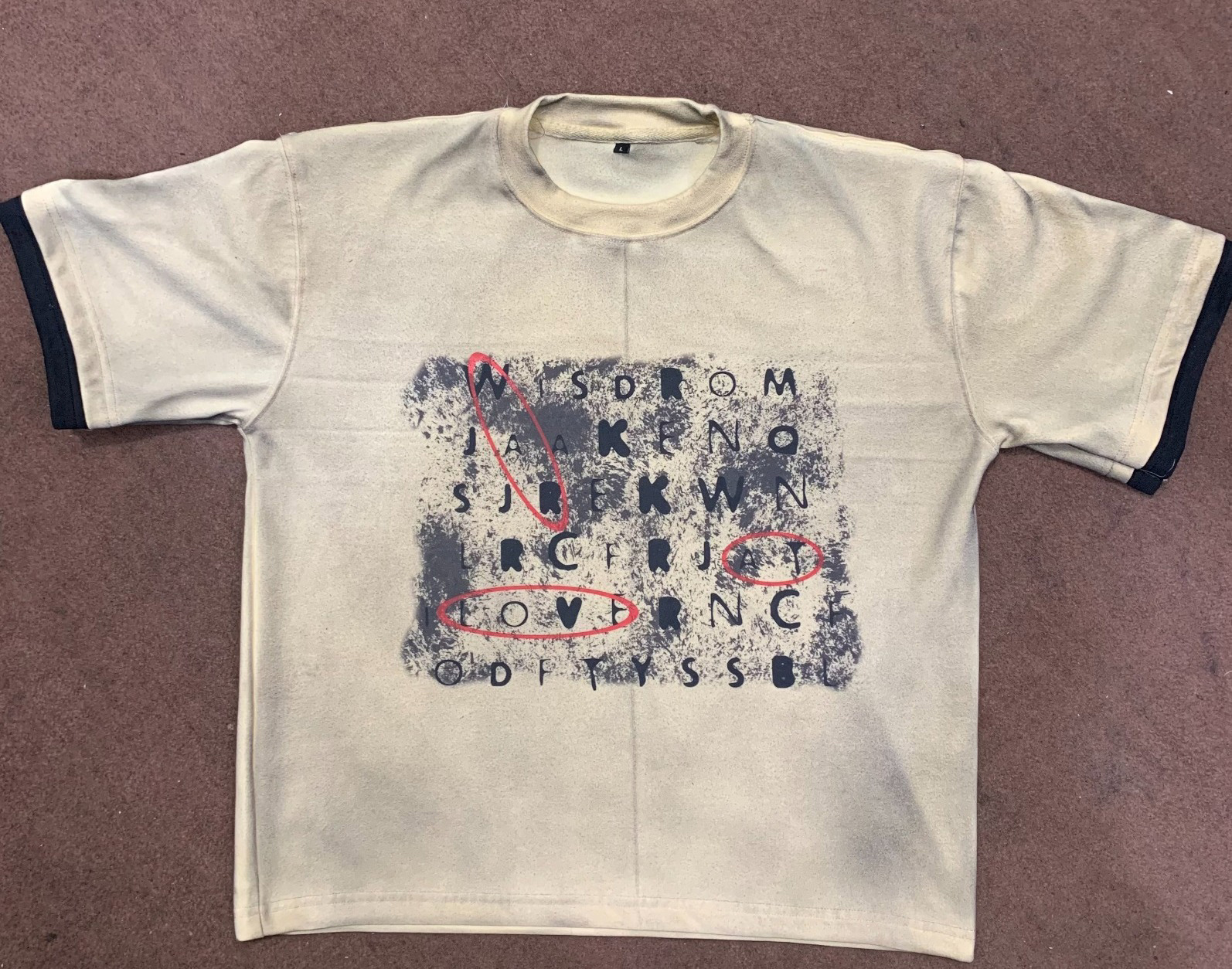  High Quality Custom Black Acid washed Tee | Terry Fabric with DTG printing on it