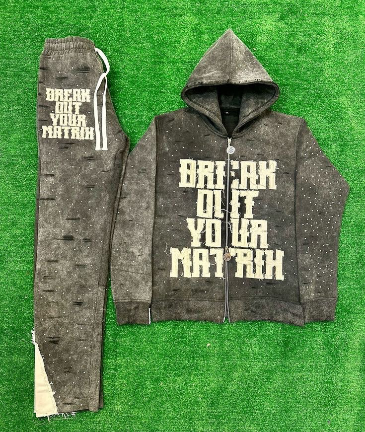 Zipper Set with Distressed Effect With top Quality Rhinestones and Screen Printing  - view 2